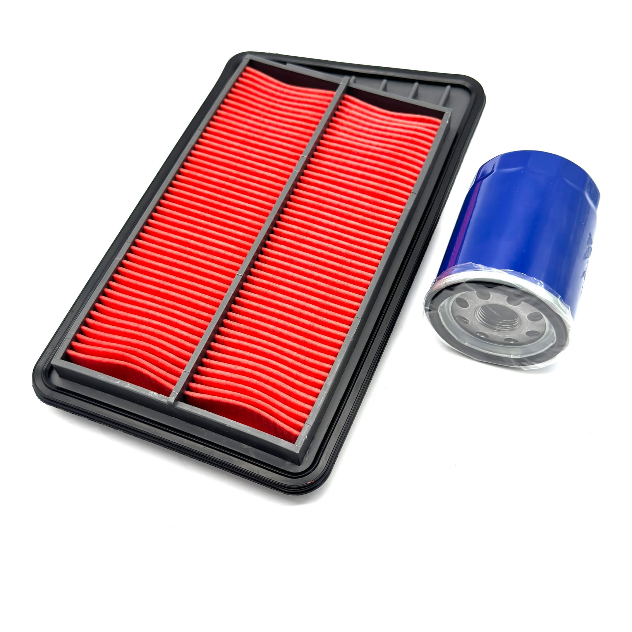 Air & Oil Filter Set for Honda Acty Van HH5, HH6 Models 1999-2009, featuring a red air filter and blue oil filter.