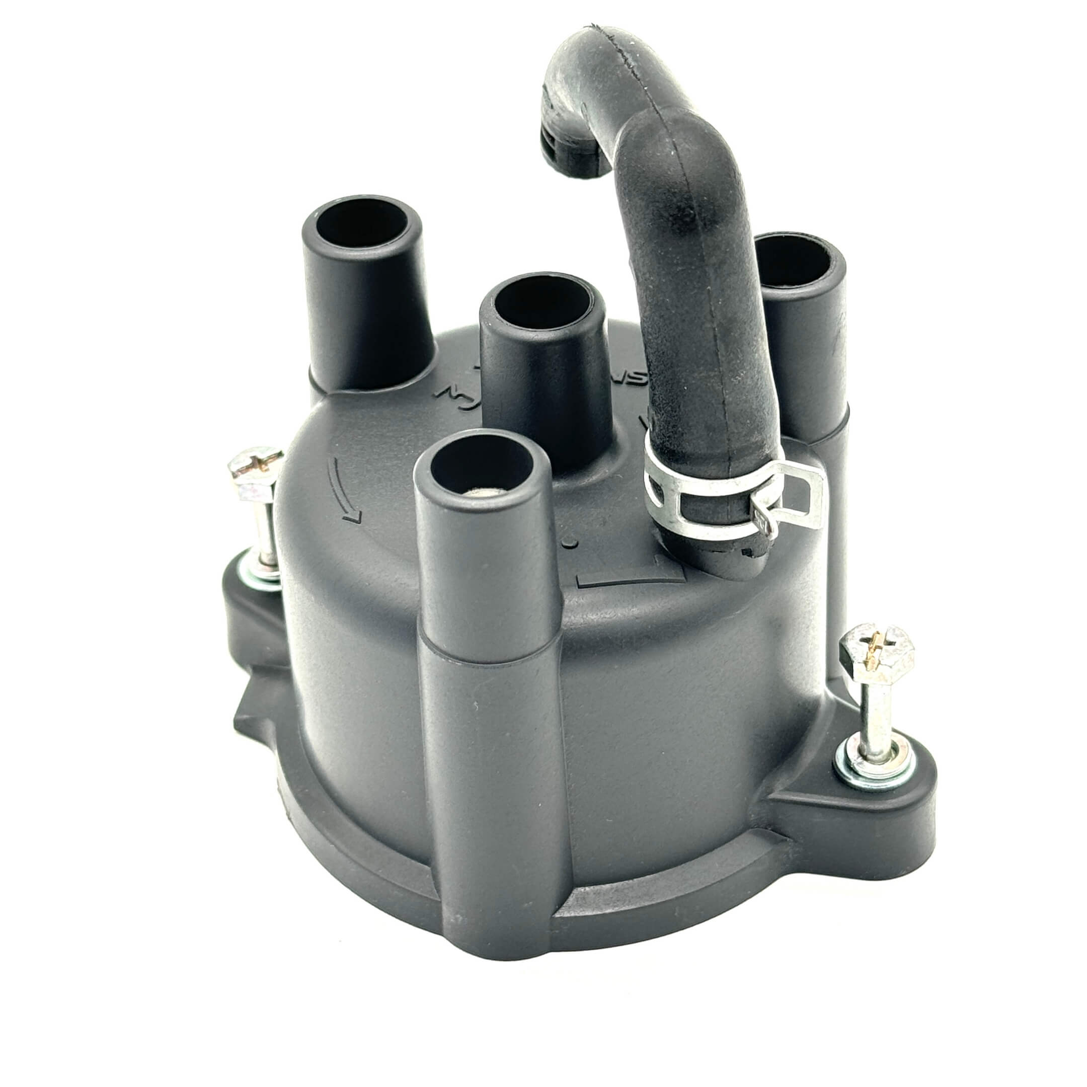 Back view of EFI Distributor Cap for Daihatsu Hijet Trucks, highlighting the connector alignment and hose clamp design.