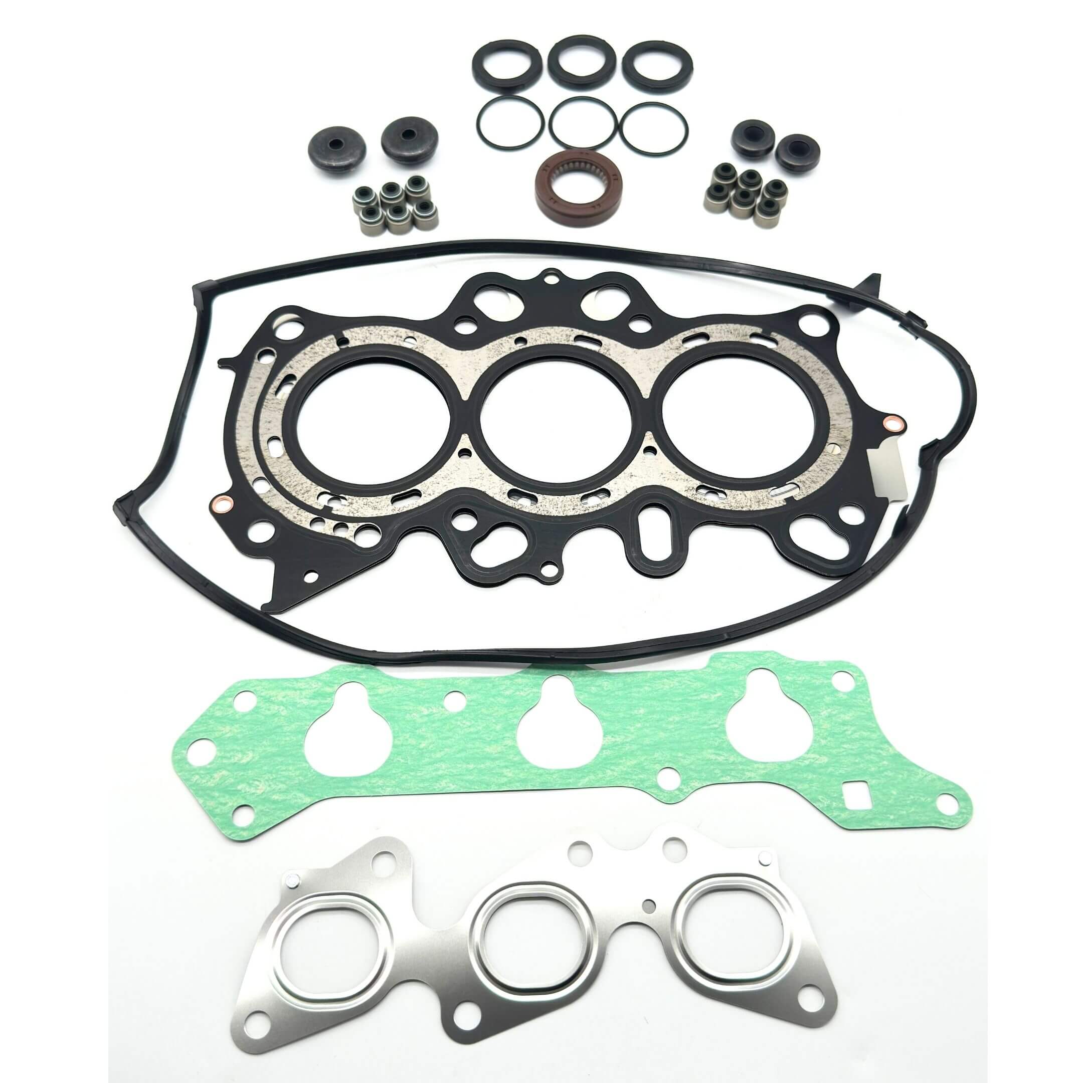 Honda Acty Engine Gasket Replacement Kit for HH5, HH6 Models (1999-2009) featuring multi-colored gaskets and seals in a technical parts schematic.