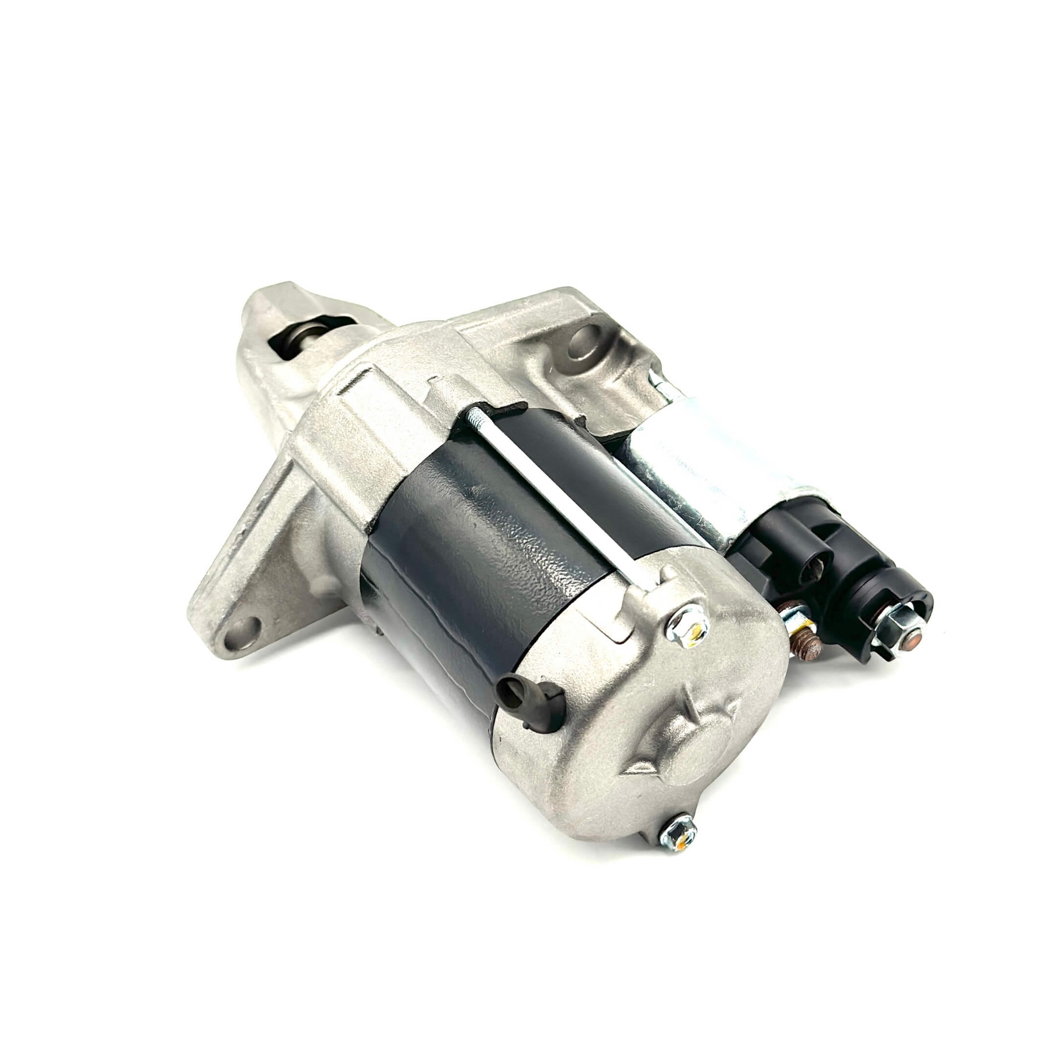 Bottom view of Honda Acty manual transmission starter, remanufactured for durability and efficiency.