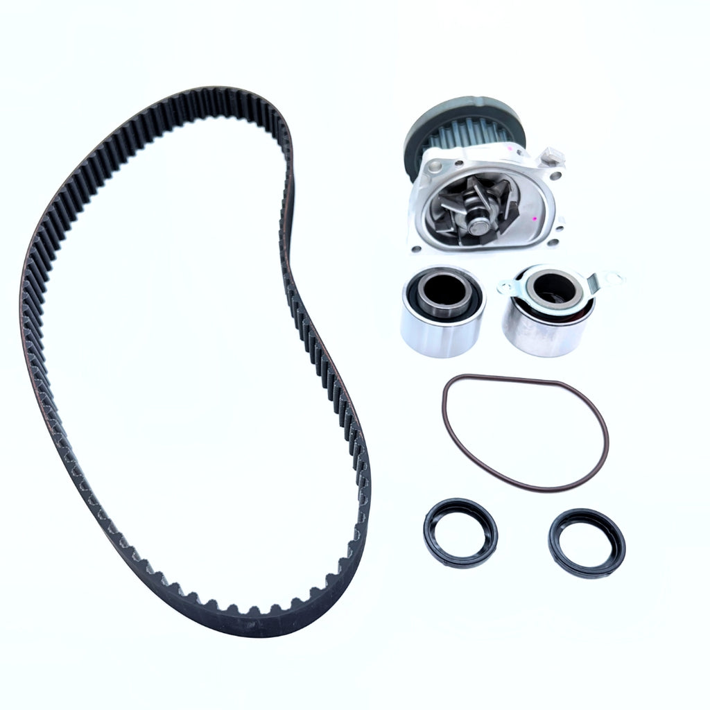 Complete 6-piece timing belt replacement kit for 1990-1999 Honda Acty Truck HA3 HA4, featuring precision-engineered timing belt, water pump, tensioners, and essential seals for a comprehensive overhaul.