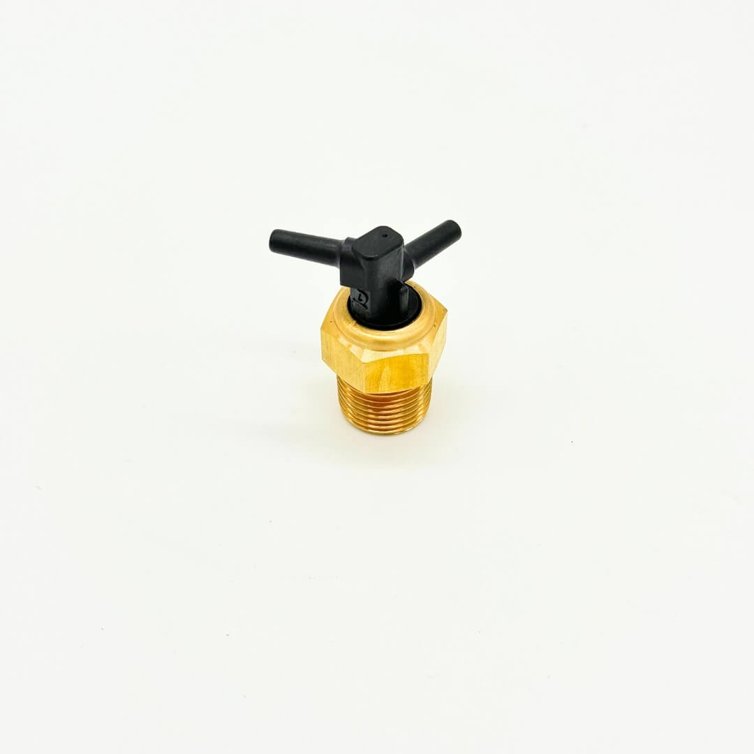 2-prong temperature thermo valve assembly for Subaru Sambar KS3, KS4 models from 1990-1998 with a brass body and black lever.