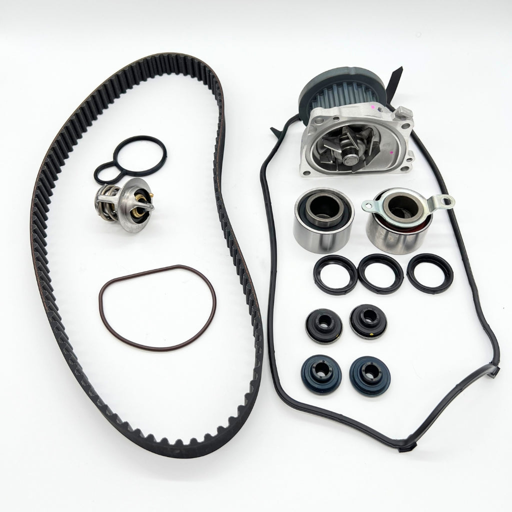 Honda Acty HA3 HA4 Timing Belt 8-Piece Kit with Water Pump, Pulleys, Seals, Thermostat, and Gasket for 1990-1999 models, expertly crafted for reliable maintenance and repair.