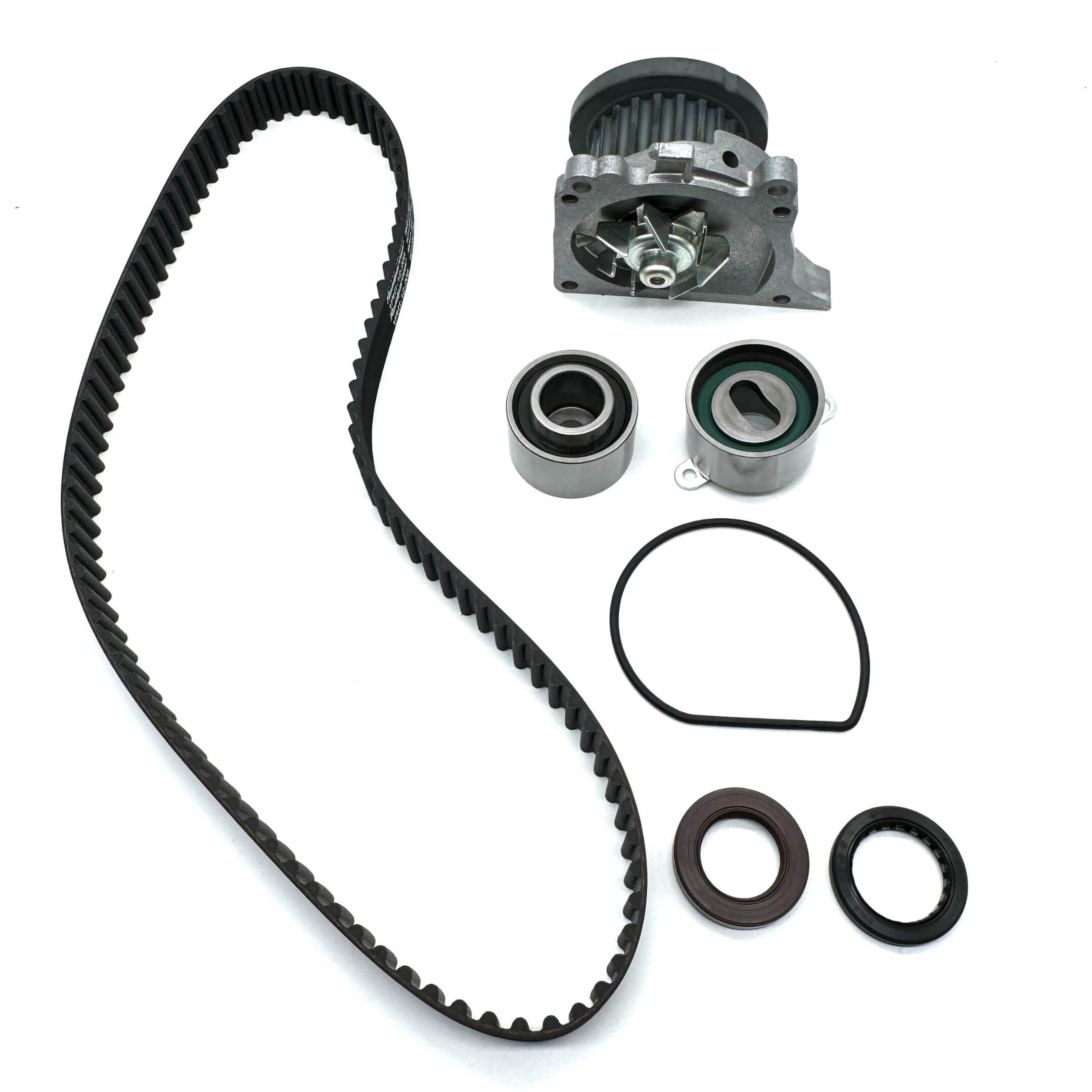 Timing Belt Kit - 6 Piece for Honda Acty Truck HA6, HA7 Models (1999-2009) with E07Z Engine. Includes belt, idler pulley, tensioner pulley, water pump, cam seal, and crank seal. High-quality Japanese components for reliable fit and performance.