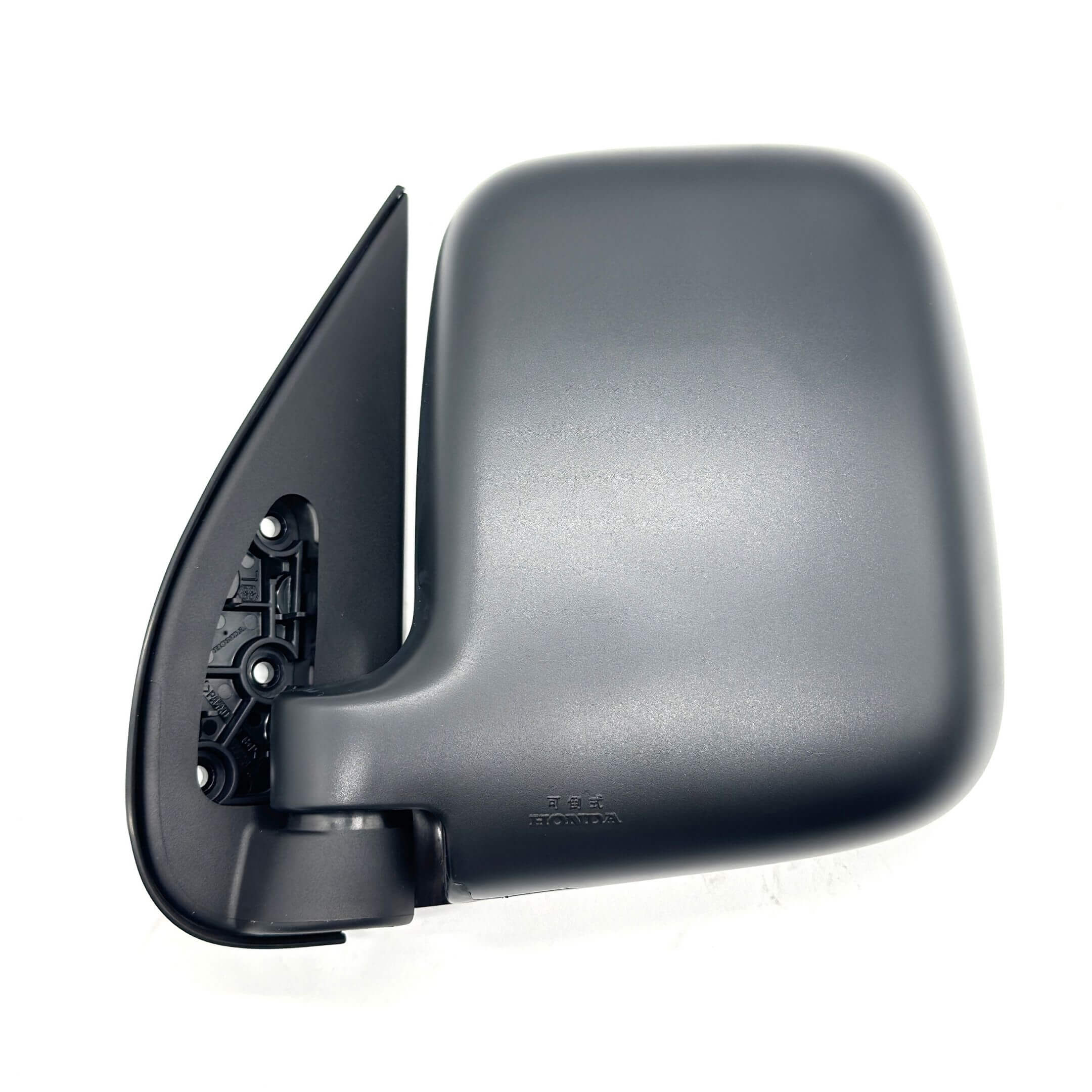 Passenger side door mirror for Honda Vamos Van HM1, HM2 models (1999-2018), featuring a sleek black finish.