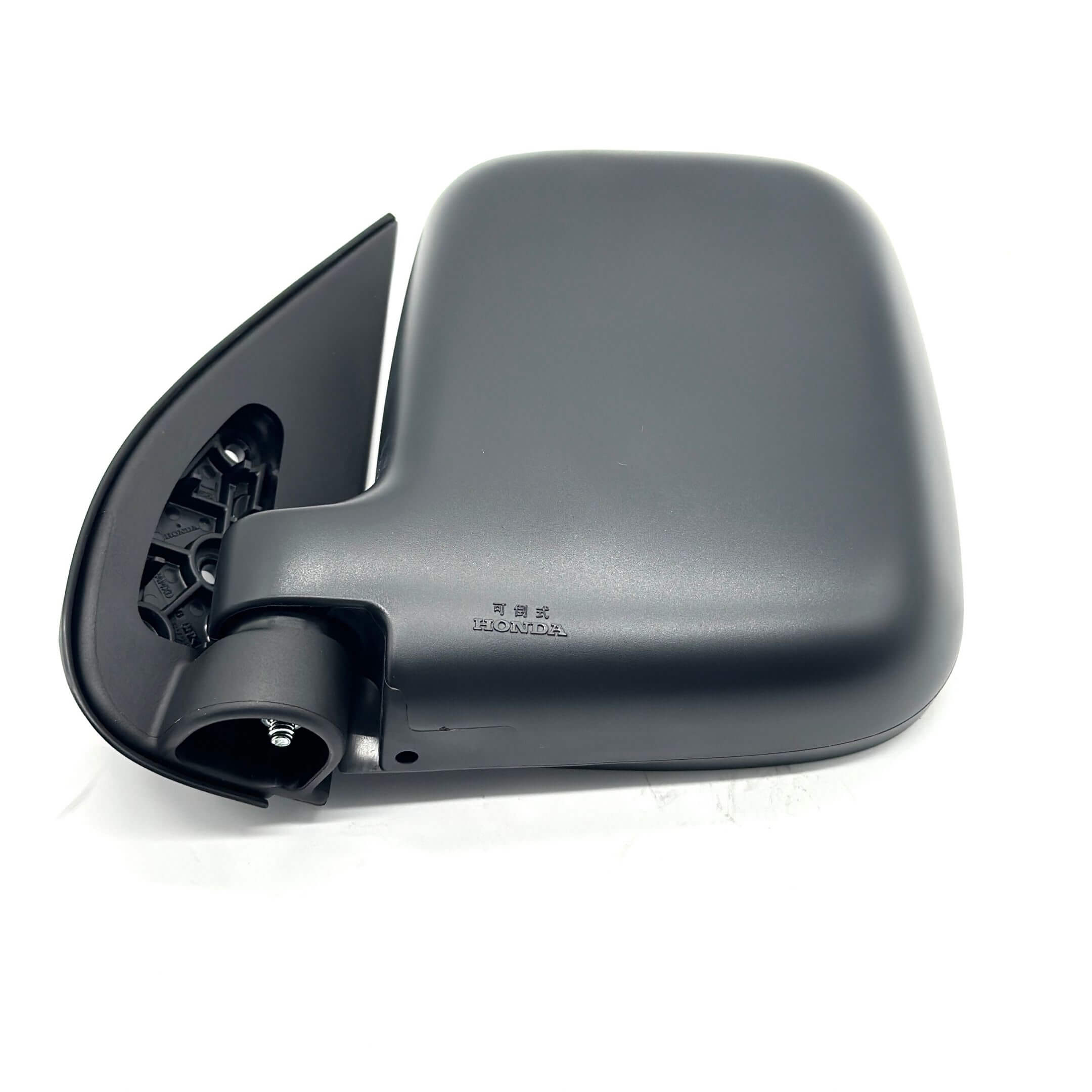 Passenger side door mirror for Honda Vamos Van HM1, HM2 models (1999-2018), sleek black finish.