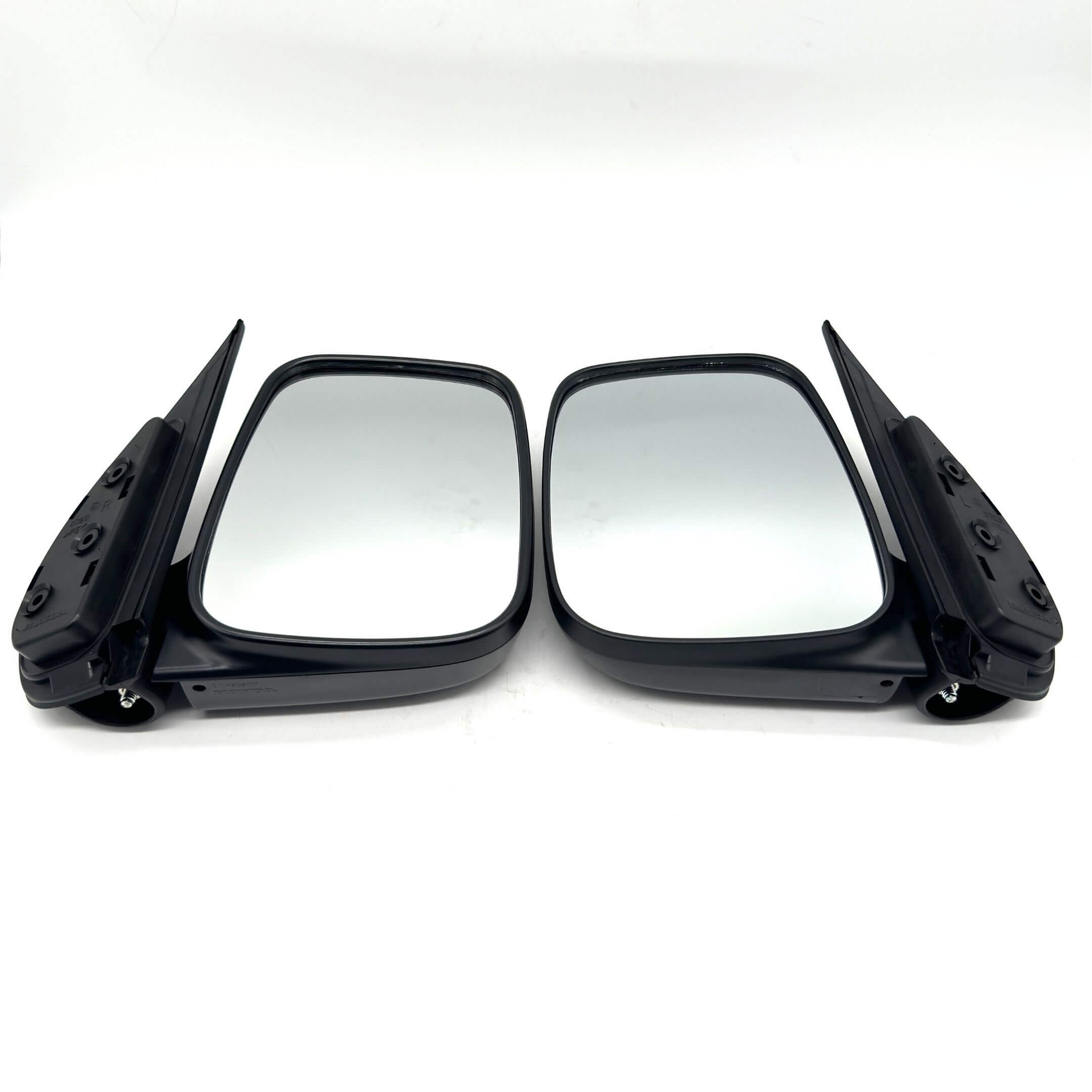 Driver and passenger side door mirrors for Honda Acty Truck HA6, HA7 1999-2009, close-up of mirror glass with mounting bracket.