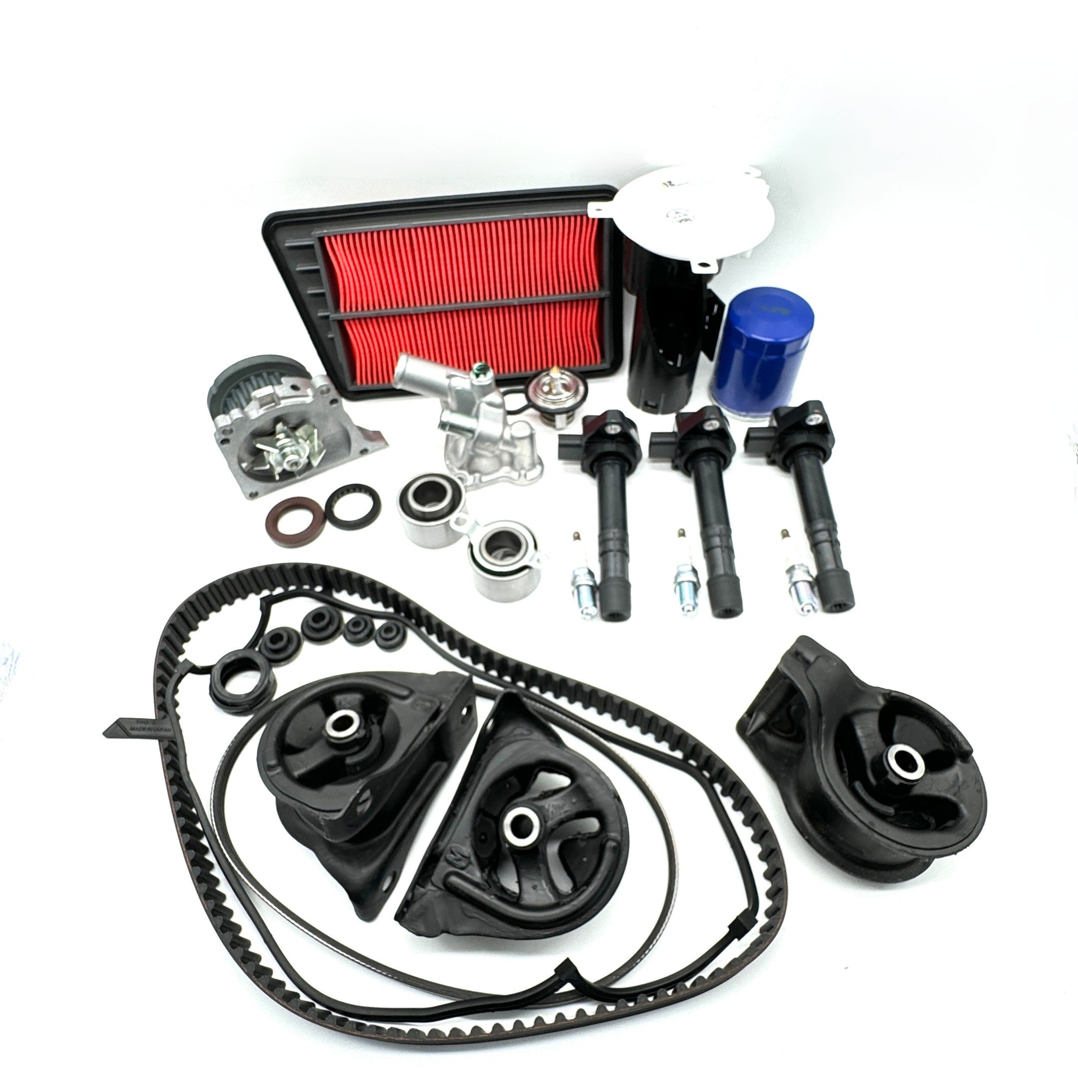 Timing Belt Kit, 29 Piece, for Honda Vamos Van HM1, HM2 Models 1999-2018, featuring black components and red air filter.