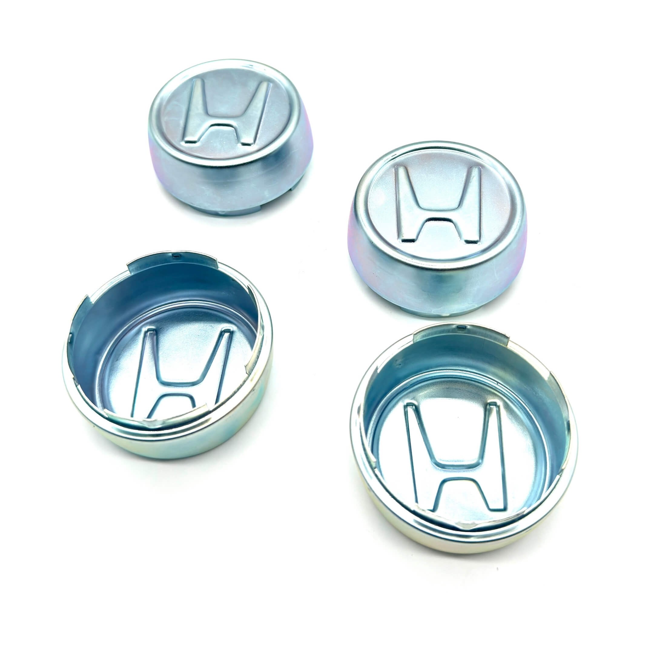 Silver wheel center cap set for Honda Acty Van HH5, HH6 models, 1999-2009, featuring the Honda logo.