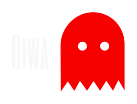 Oiwa Garage Logo – Red Ghost Icon with Oiwa Text for Japanese Mini Truck Parts and Accessories Brand
