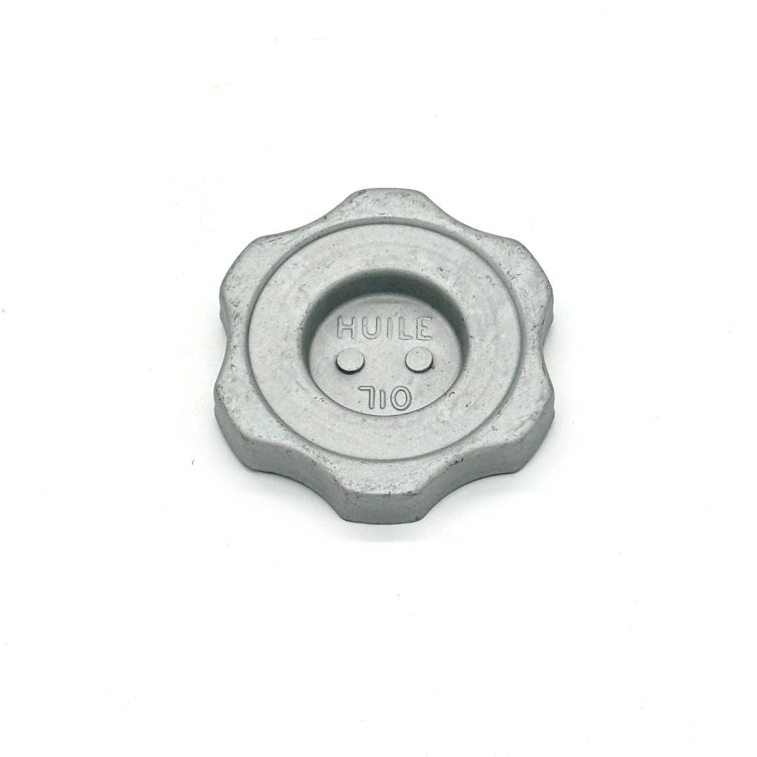 Top View of Honda Acty Truck Oil Filler Cap with Embossed HUILE OIL for Models HA1, HA2, HA3, HA4, HH3, HH4 - 1990-1999