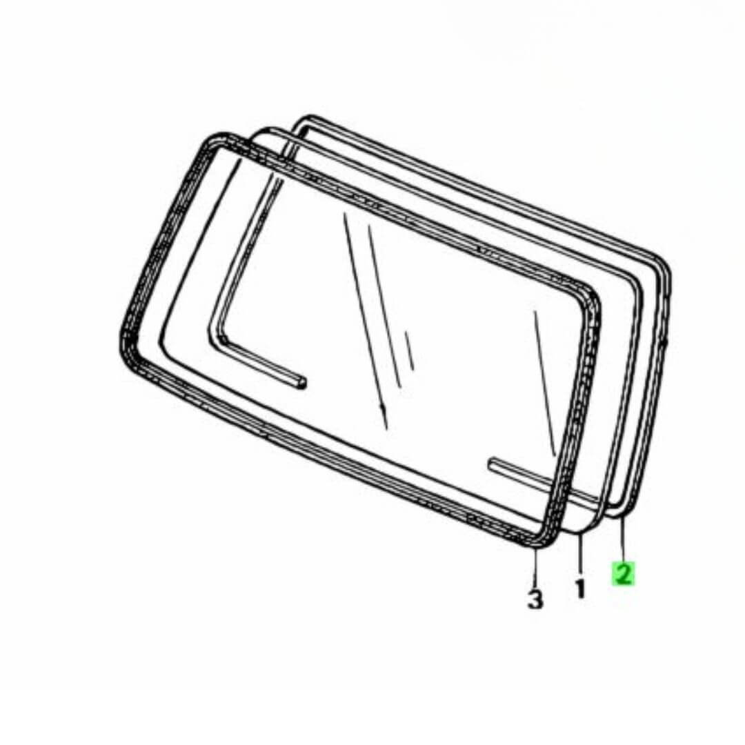 Detailed diagram of window molding components for 1990-1999 Honda Acty HA3, HA4 models illustrating both interior and exterior parts for precise fitting.