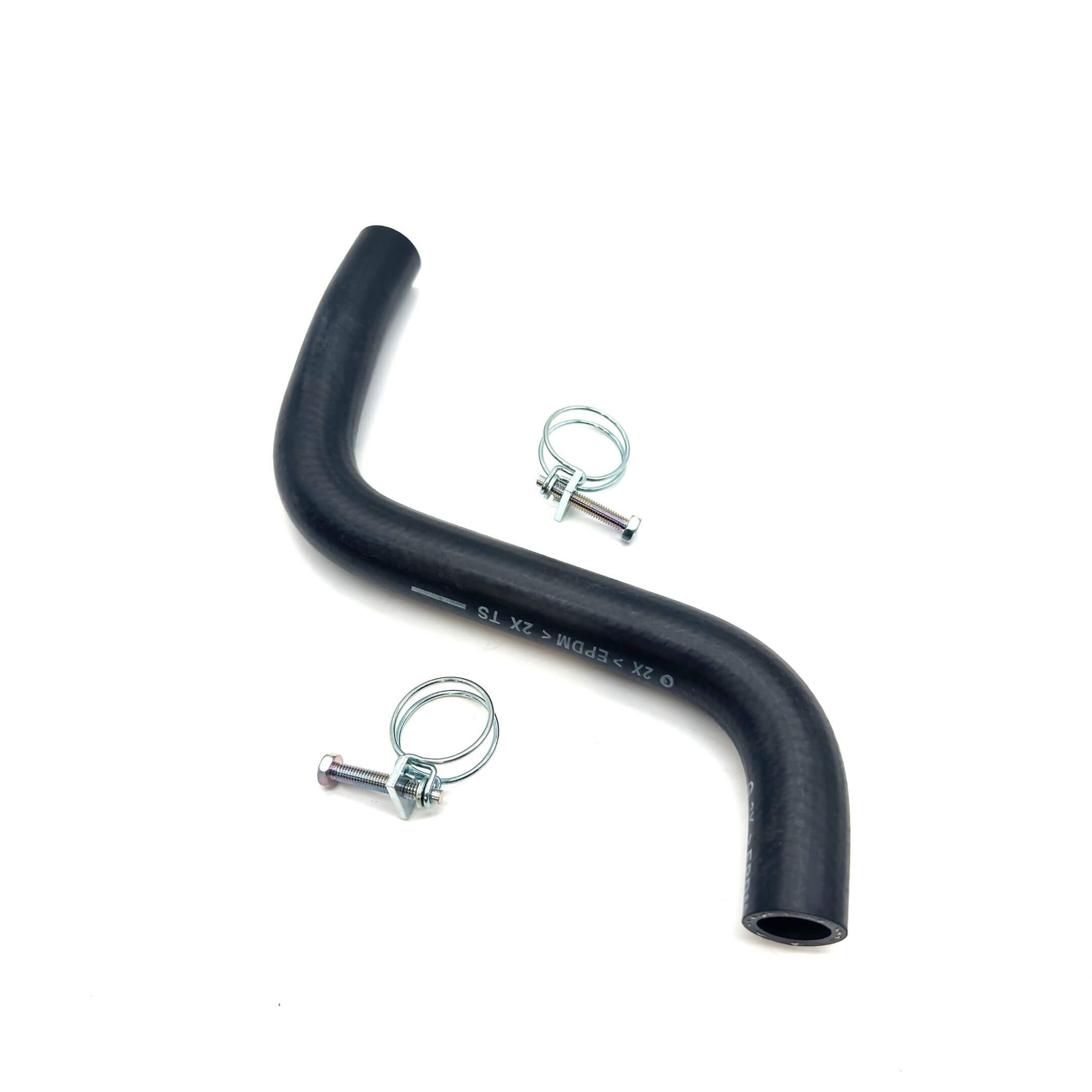 Inlet Radiator Hose for Subaru Sambar KS3, KS4 with included hose clamps - angled view