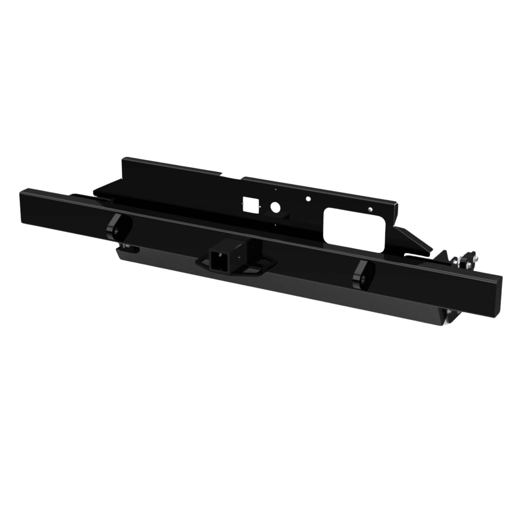 Black rear tow bumper with engine cover for Subaru Sambar KV3, KV4 models, bolt-on design, 1990-1998, robust 1/4 inch steel construction