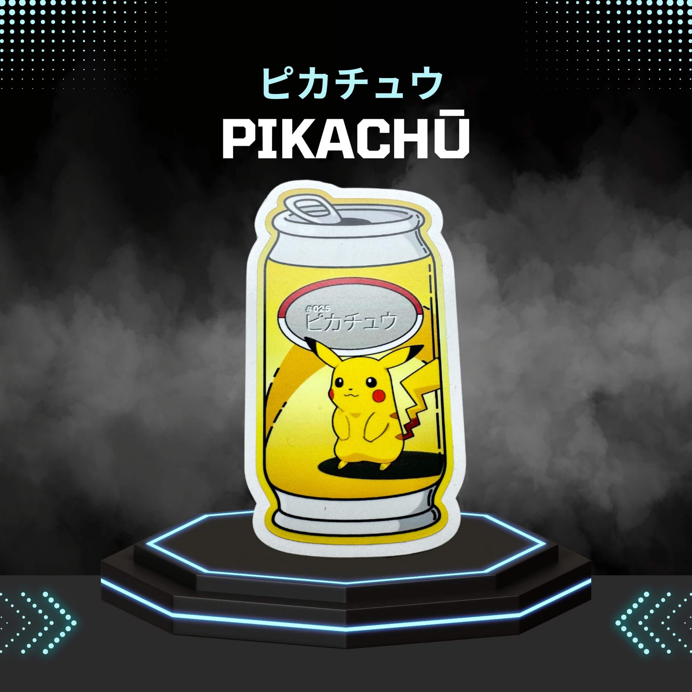 Pikachū sticker featuring a yellow can design, perfect for customizing Japanese mini trucks or accessories.