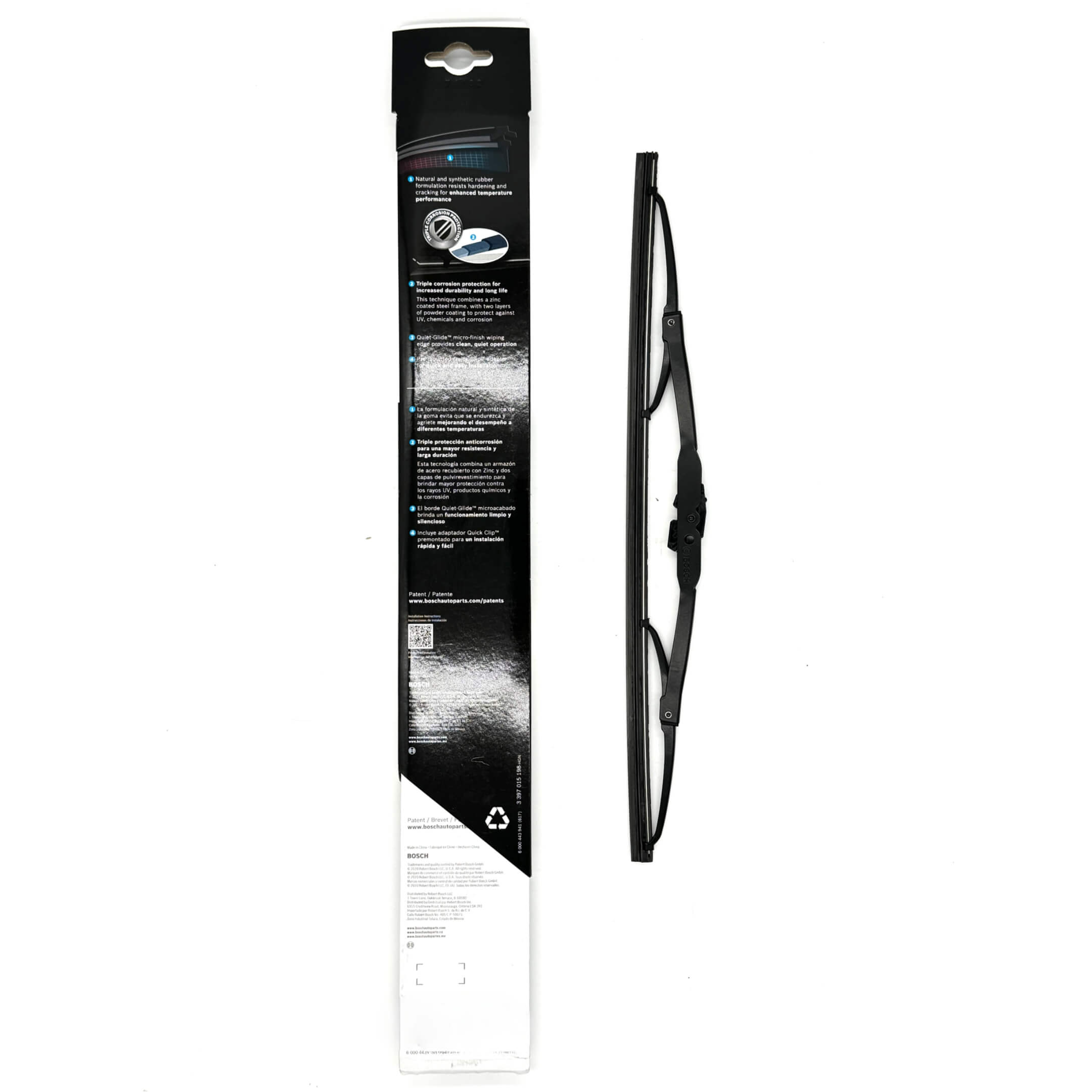 Rear view of Bosch Microedge Wiper Blades packaging for Honda Acty HA1, HA2, HA3, HA4 models 1988-1999