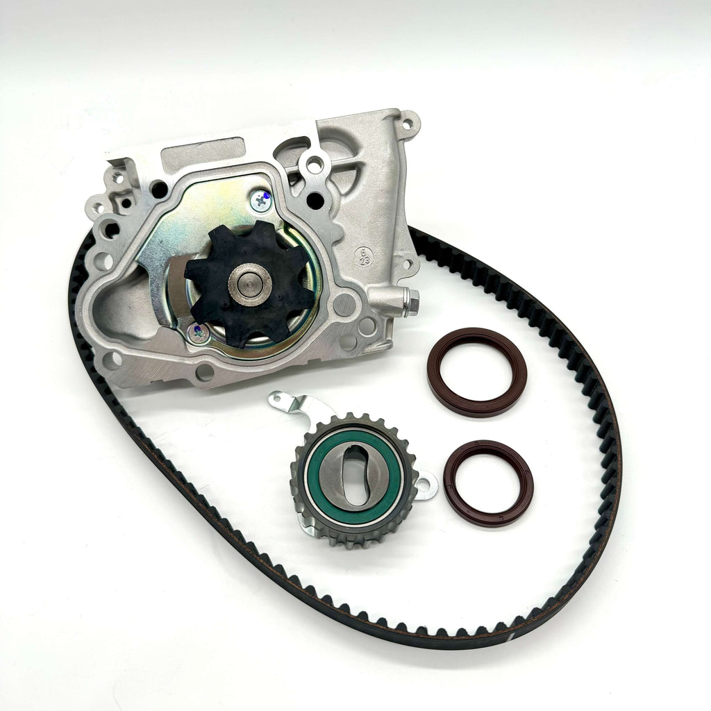 Complete Subaru Sambar KS3 KS4 1990-1998 timing belt kit with water pump, gasket, toothed belt, and seals for engine maintenance and performance enhancement.