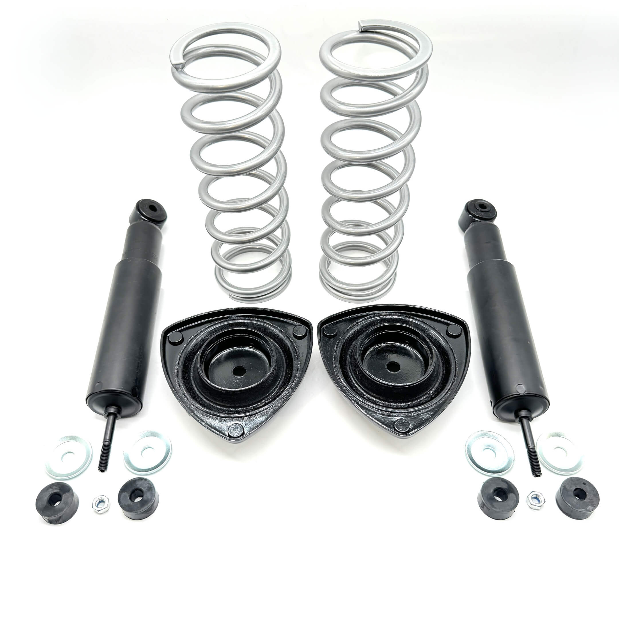 Close-up of front and rear suspension components for Honda Acty Truck, available with black or silver springs.