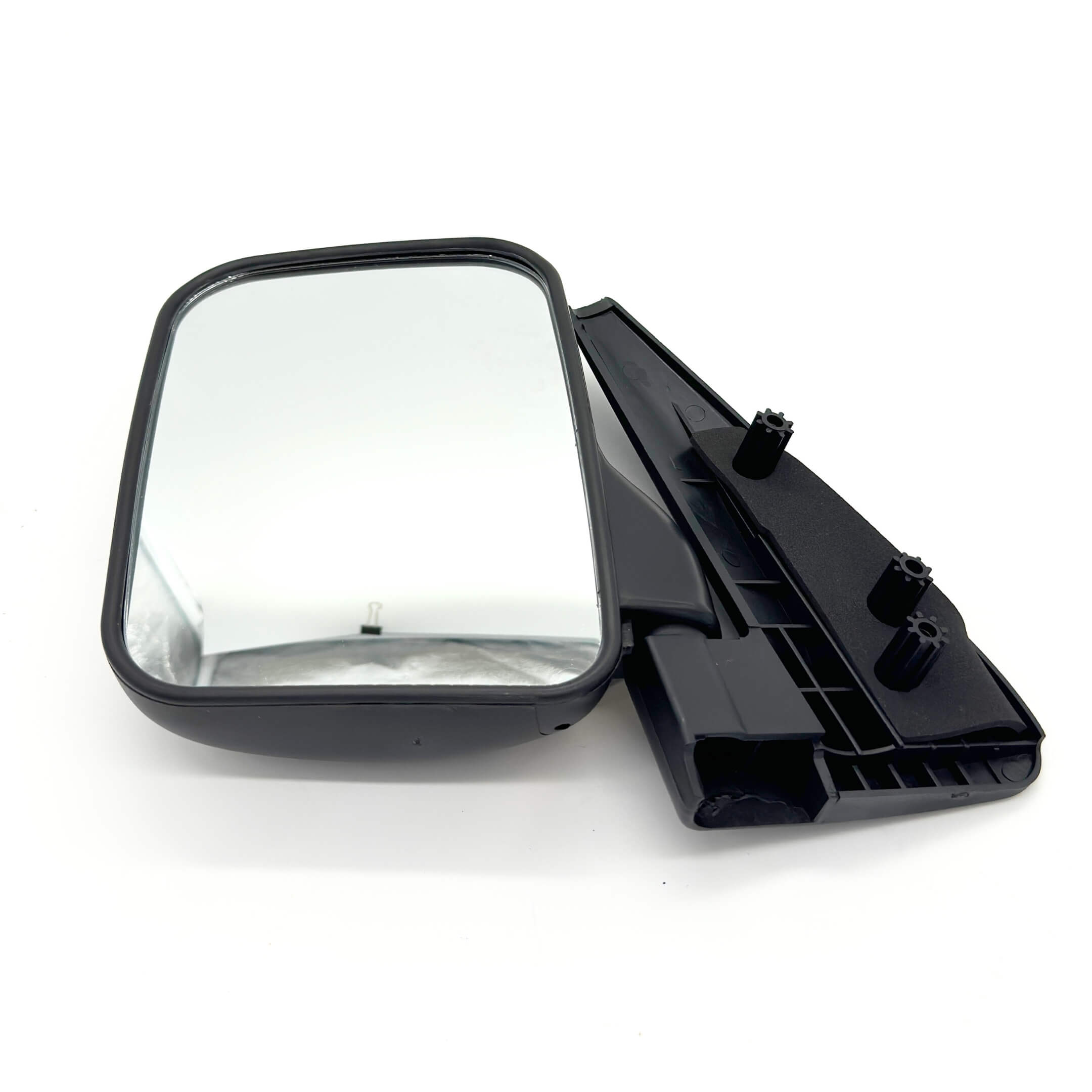 Passenger side mirror for Subaru Sambar KS3, KS4 models 1990-1998 featuring black plastic housing and mounting hardware