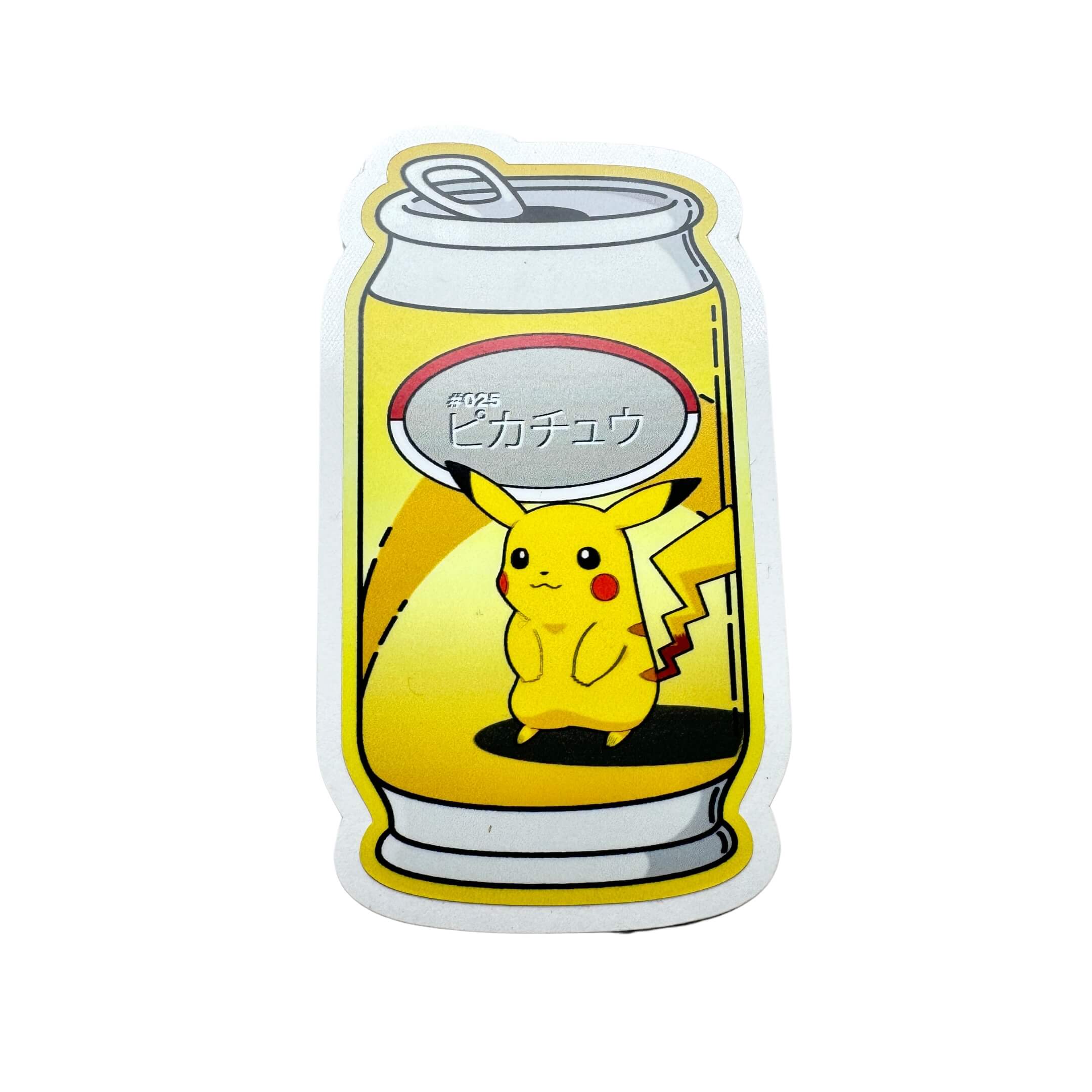 Close-up of 2x3.5 inch Pikachū sticker showcasing vivid colors and durable vinyl for Japanese mini truck decoration.