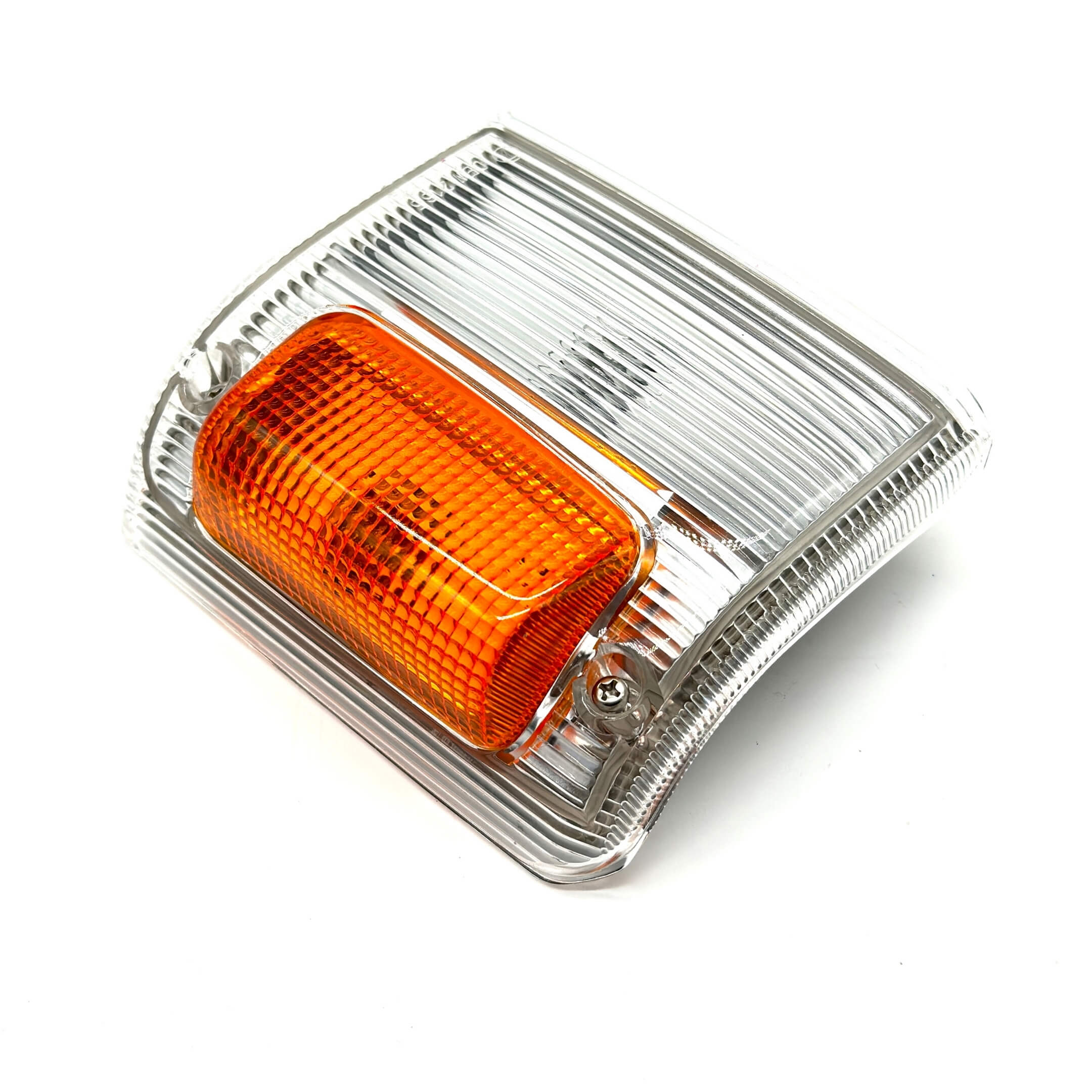 Left turn signal light assembly for Subaru Sambar KS3, KS4 models (1990-1998) with amber and clear lens.