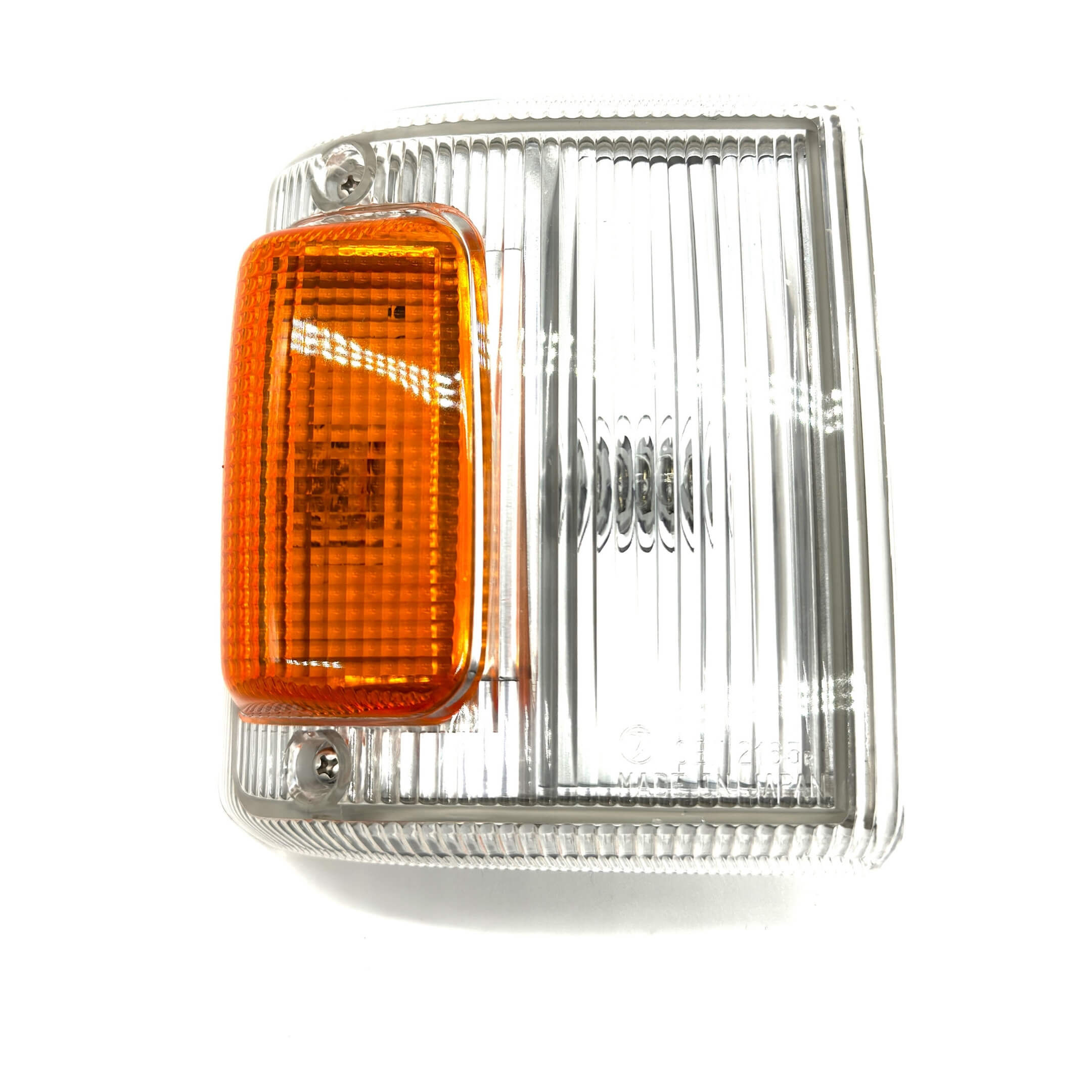 Side angle view of OEM-quality right-side turn signal light for Subaru Sambar KS3, KS4, showcasing sleek design and clear lens.