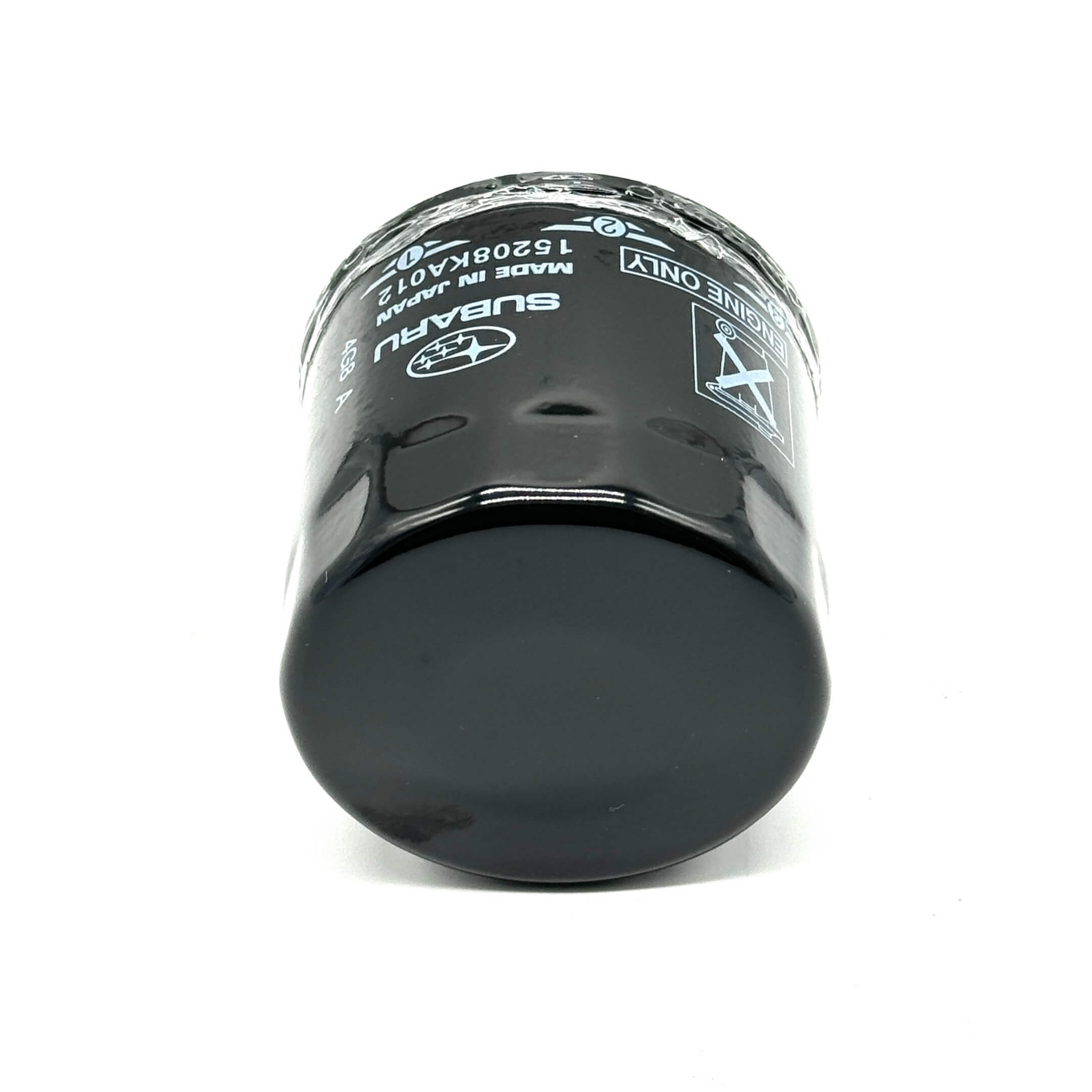 Side profile of Subaru Sambar OEM oil filter displaying engraved part number and superior finish.