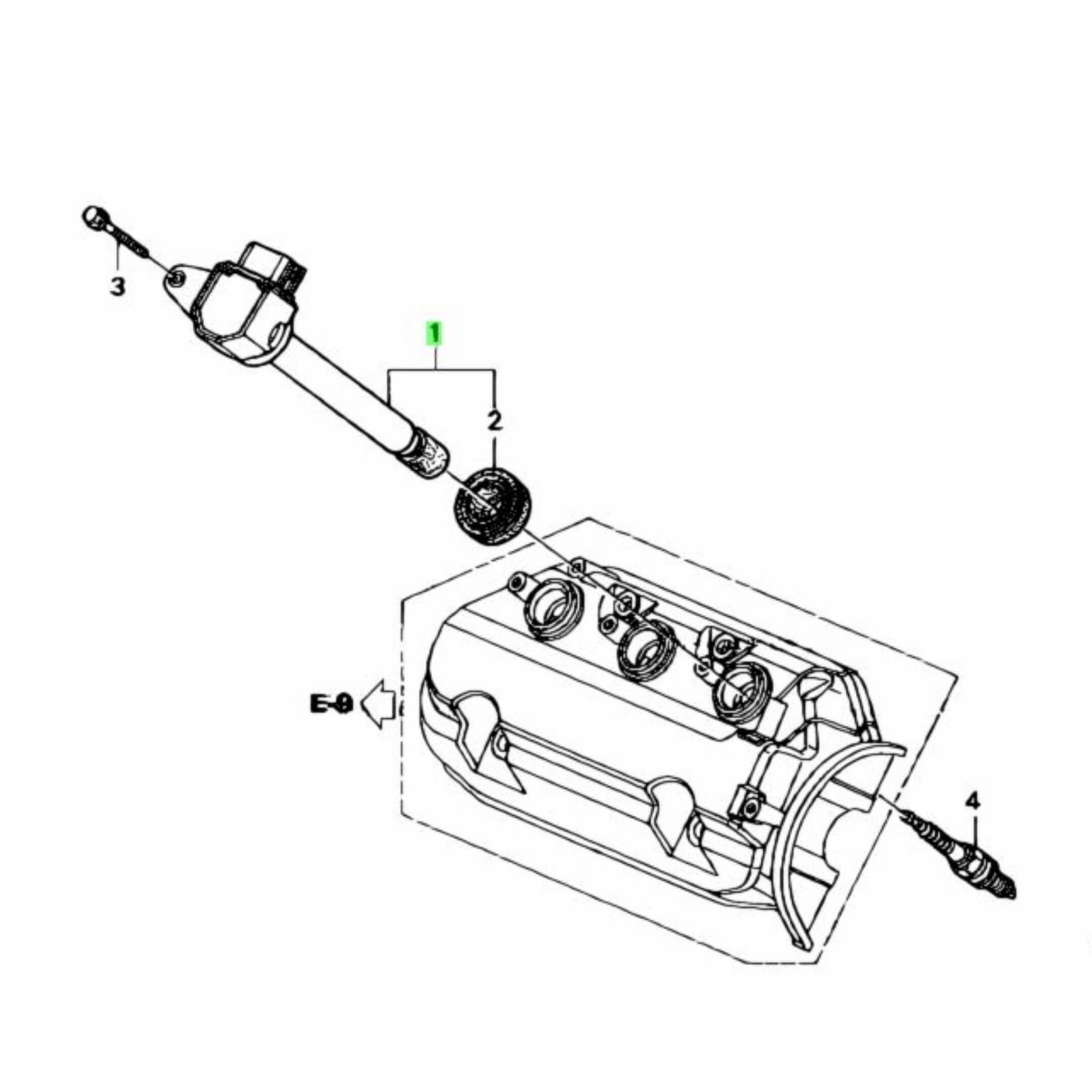 Diagram illustration highlighting the placement of the Genuine Honda Ignition Coil Set in a Honda Acty Truck.