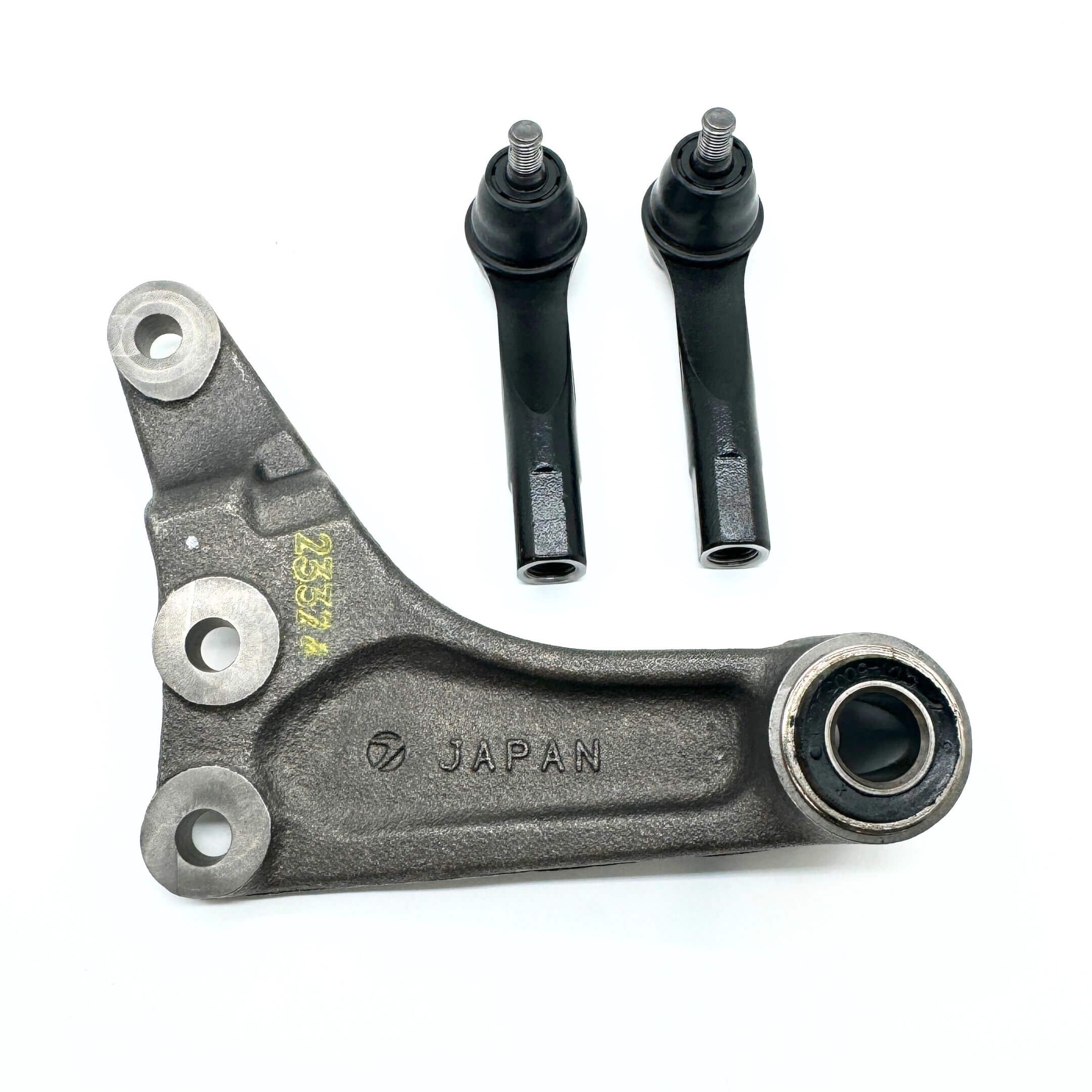 Top-down view of the steering set for Subaru Sambar Truck KS3, KS4 (1990-1999), featuring two outer tie rods and a robust center steering link, crafted from high-quality materials.