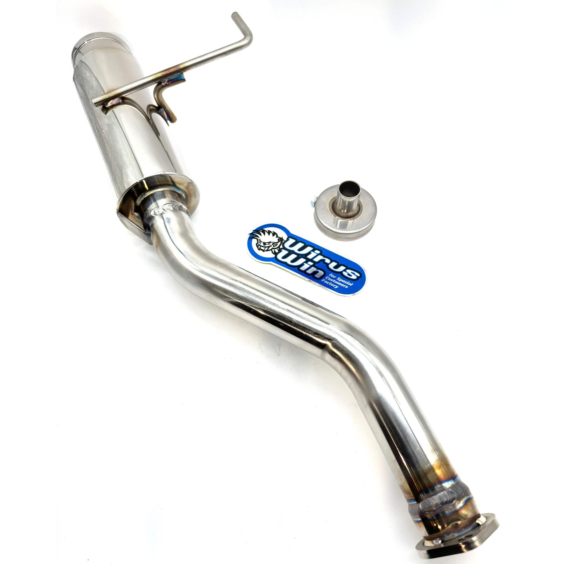 Wirus Win Bazooka Type exhaust for Honda Acty Truck HA3, HA4, featuring a straight-cut tip and premium stainless steel construction.