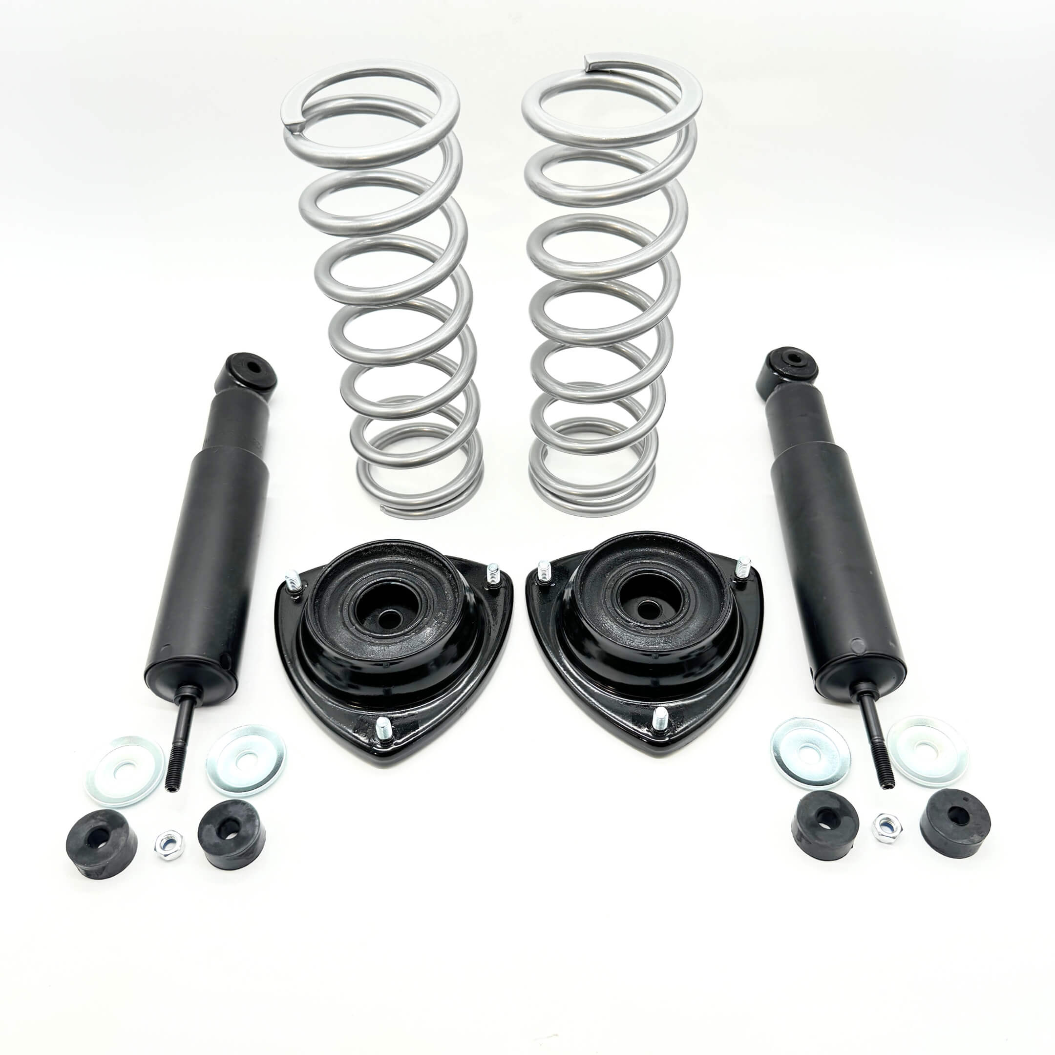 Six-piece Honda Acty suspension upgrade kit featuring front springs, shock absorbers, top mounts, and rear shocks.