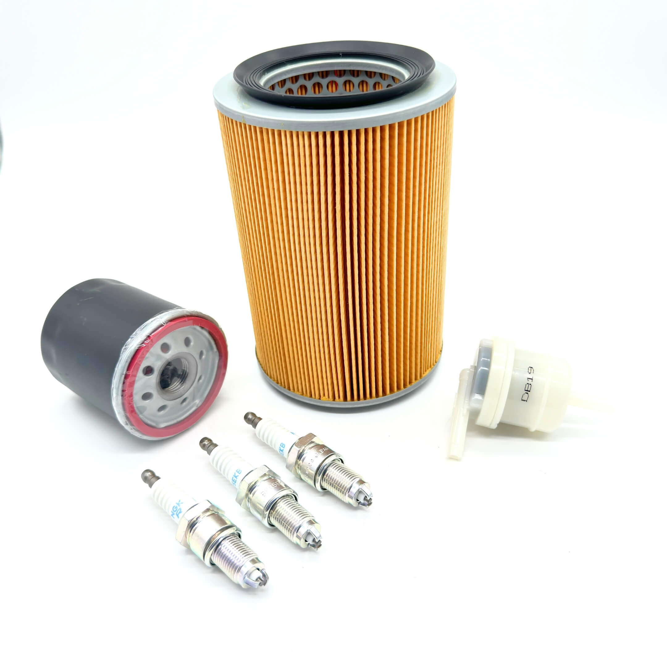 6-piece tune-up kit for Daihatsu Hijet S110P (1994-1998), including air filter, fuel filter, oil filter, and 3 spark plugs for EFNS carbureted engines.