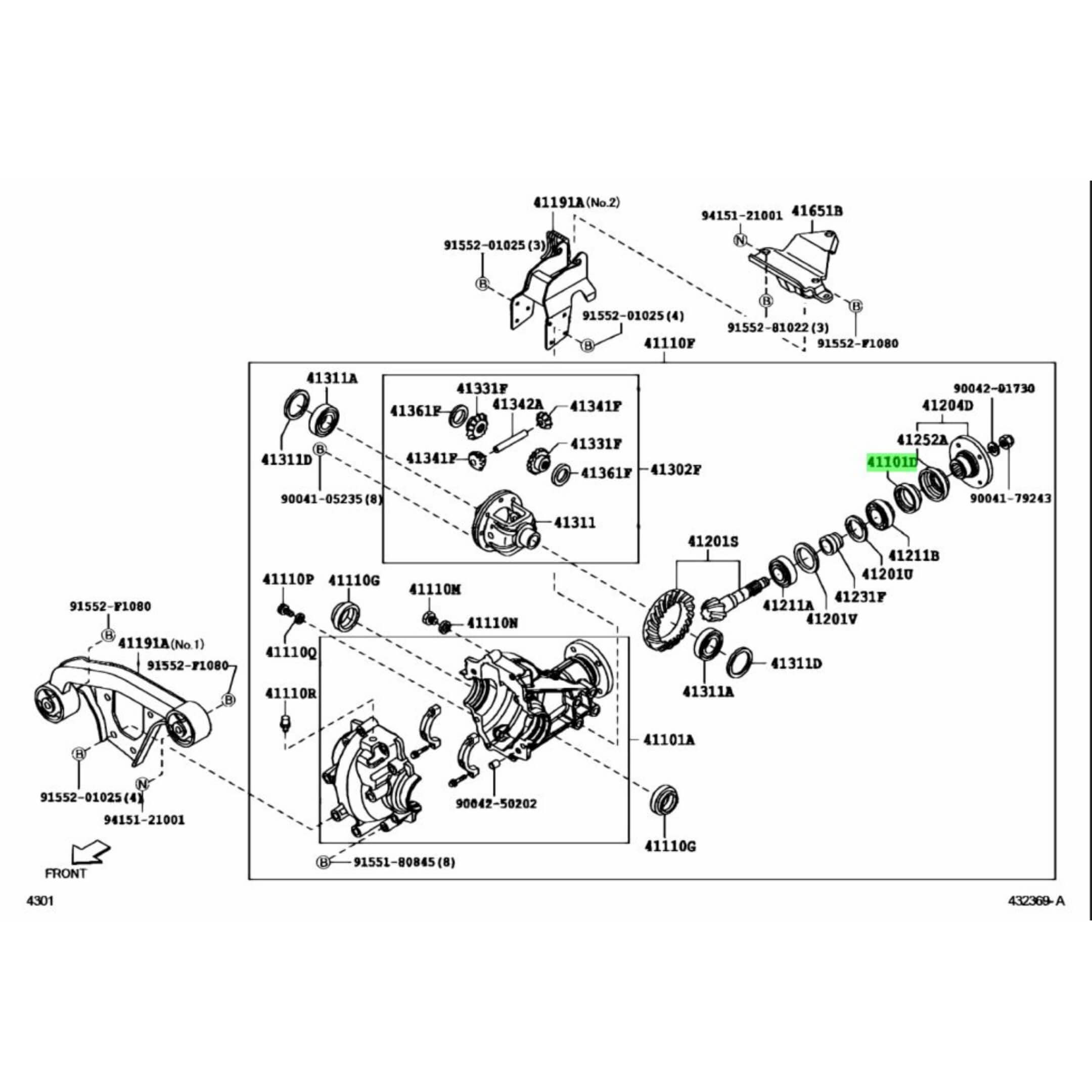 Close-up of Daihatsu Hijet Front Differential Seal on exploded diagram showcasing where seal placement is.