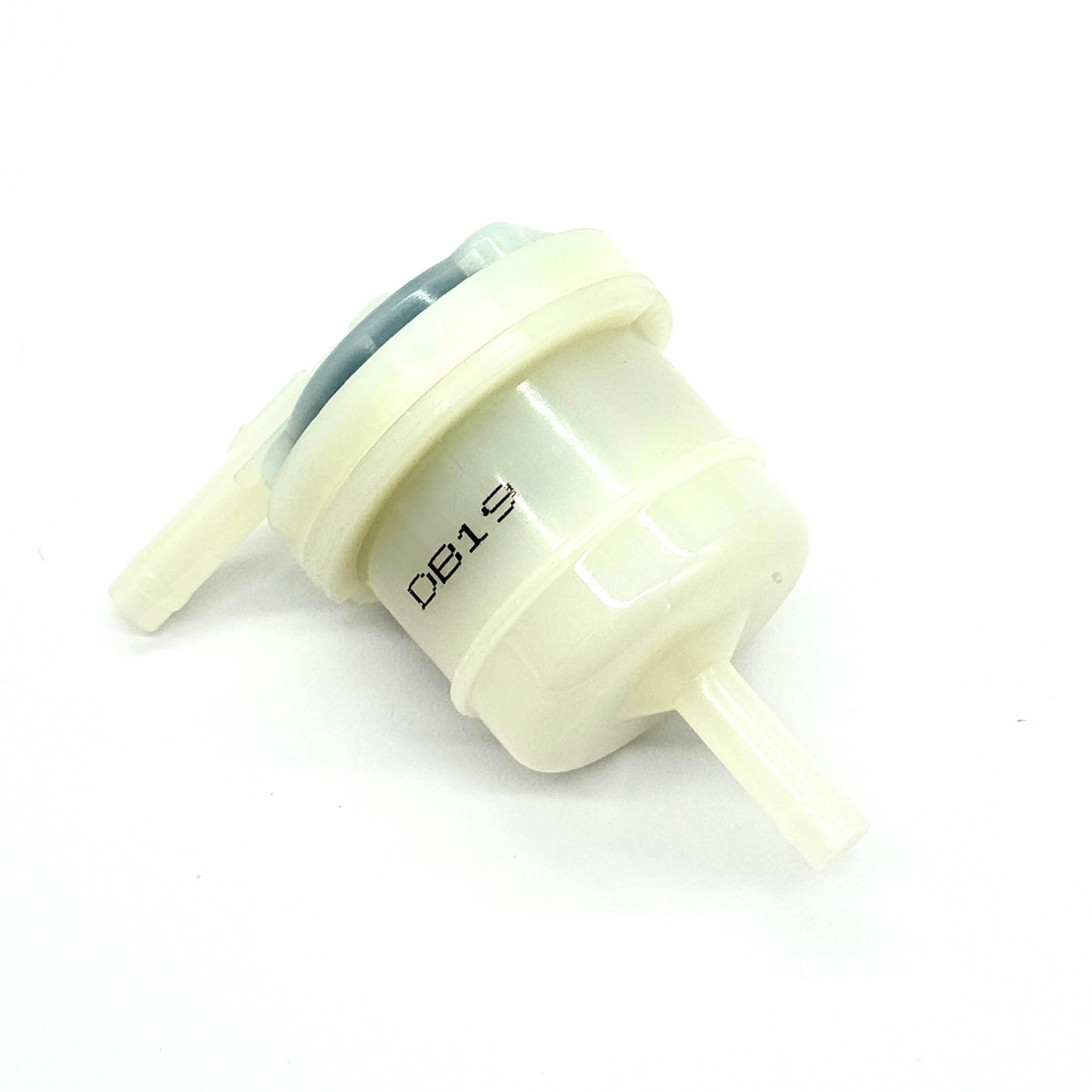 High-quality Daihatsu Hijet fuel filter compatible with S82P, S83P, and S110P models, displaying robust white housing and clearly labeled specifications.