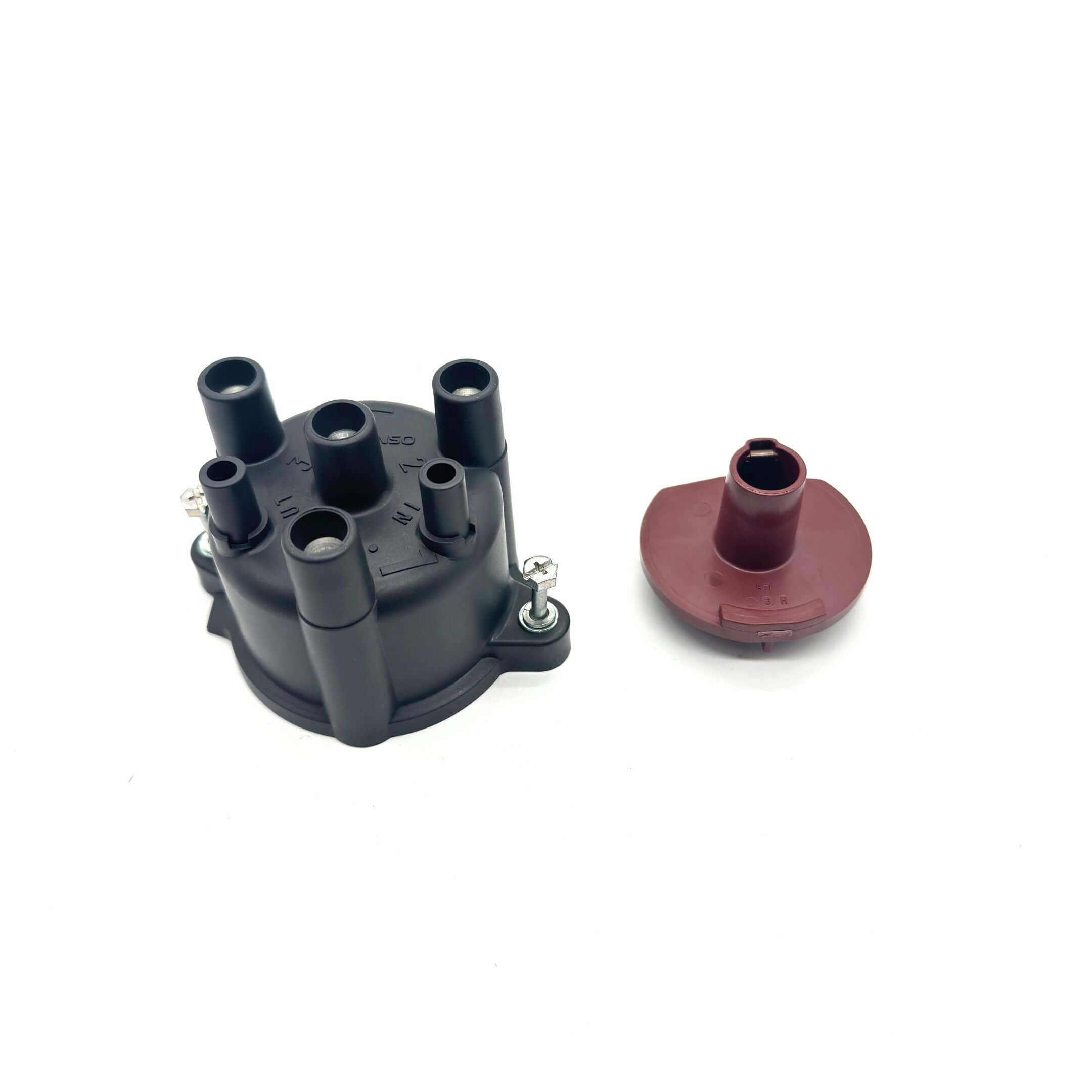 Side view of distributor cap and rotor for Daihatsu Hijet EFNS engines, designed for precision fitment in S100P/S110P models.