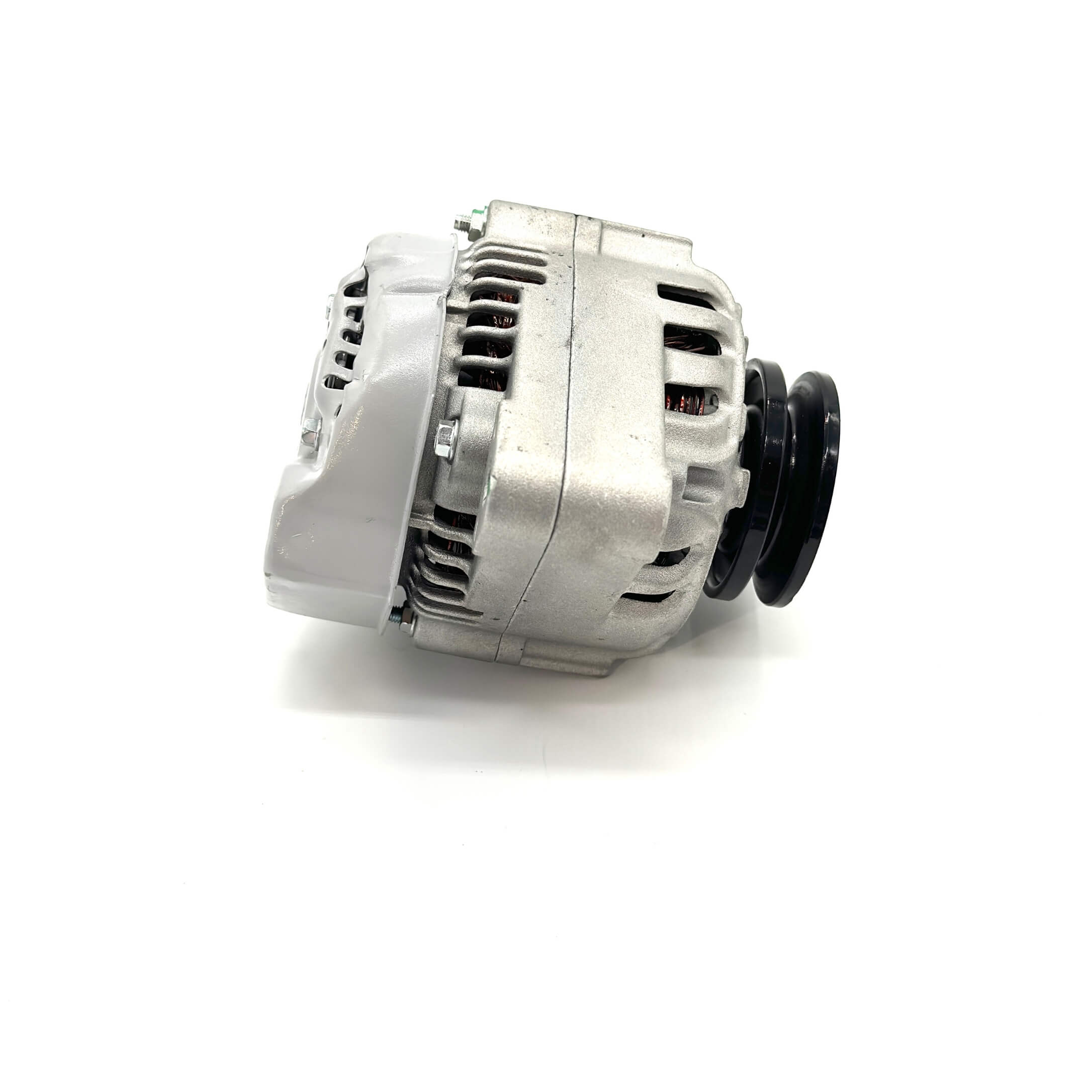 Alternate side view of alternator for Honda Acty Truck HA3, HA4 models 1990-1999 showing robust construction and mounting bracket