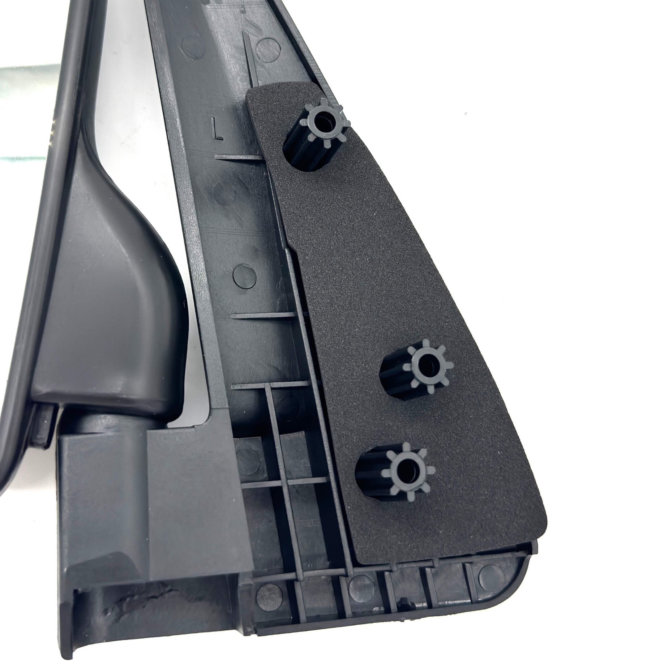 Detailed view of mounting points for passenger side mirror for Subaru Sambar KS3, KS4 models 1990-1998