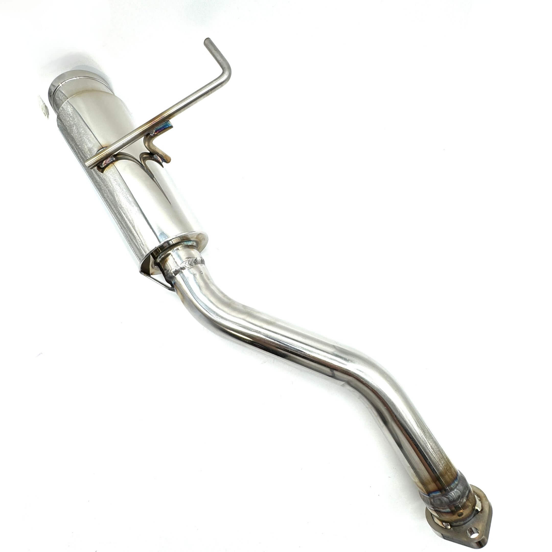 Rear view of the Wirus Win Bazooka Muffler for Honda Acty Truck HA3, HA4, highlighting the removable inner silencer and sleek design.