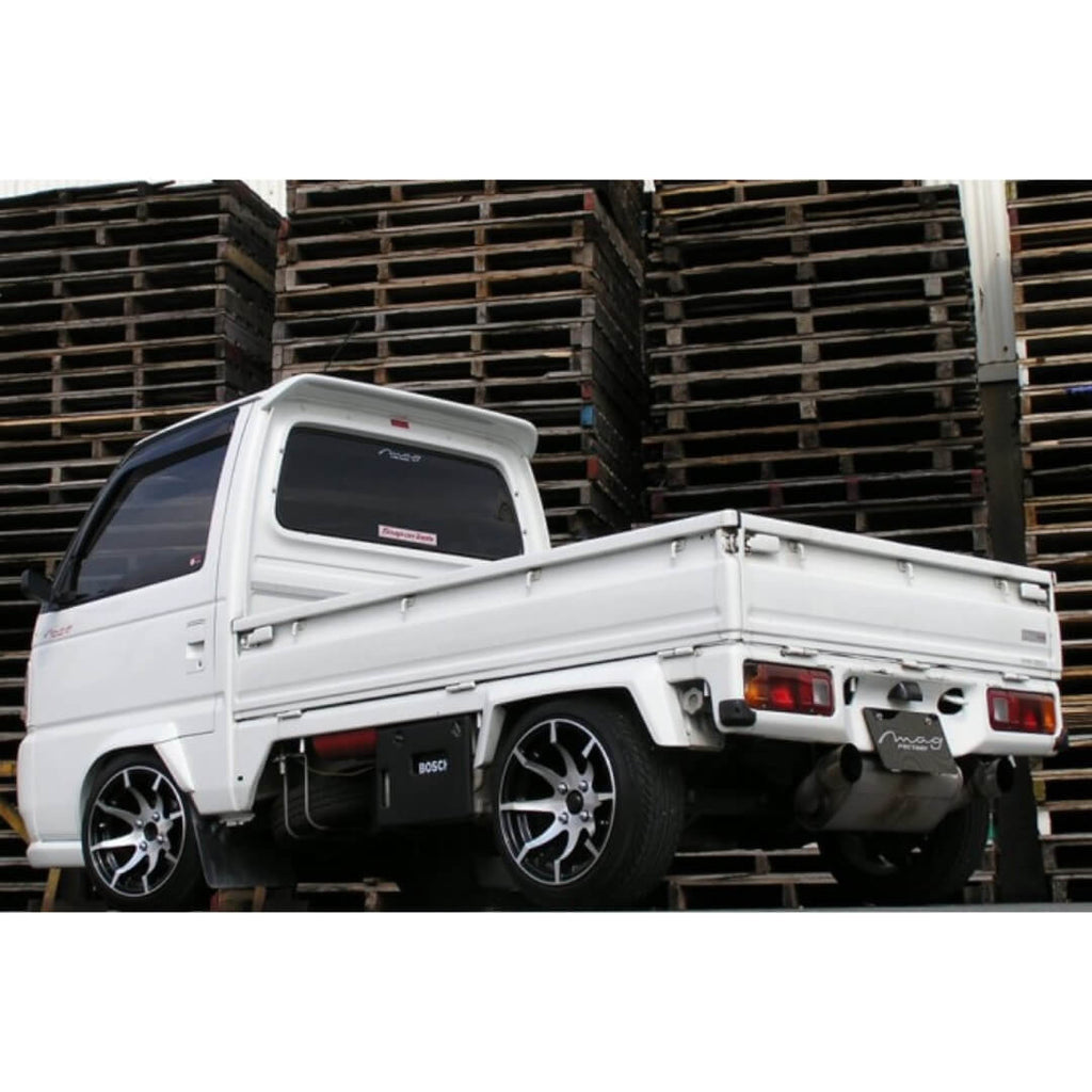 Honda Acty HA4 Kei Truck upgraded with a white Mag Factory Roof Wing for superior style and performance.