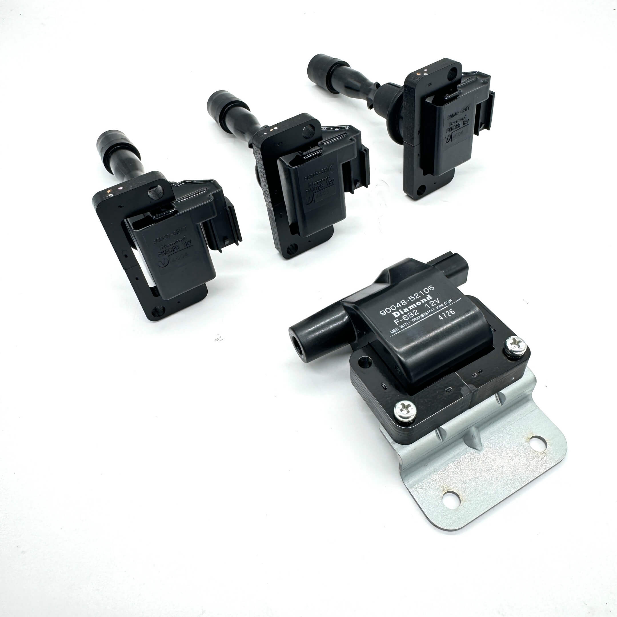 Daihatsu Ignition Coil Set for EFGS Engines, including three high-quality ignition coils and a mounted ignition coil assembly, designed for S100P and S110P Daihatsu Hijet Trucks (1994-1998).