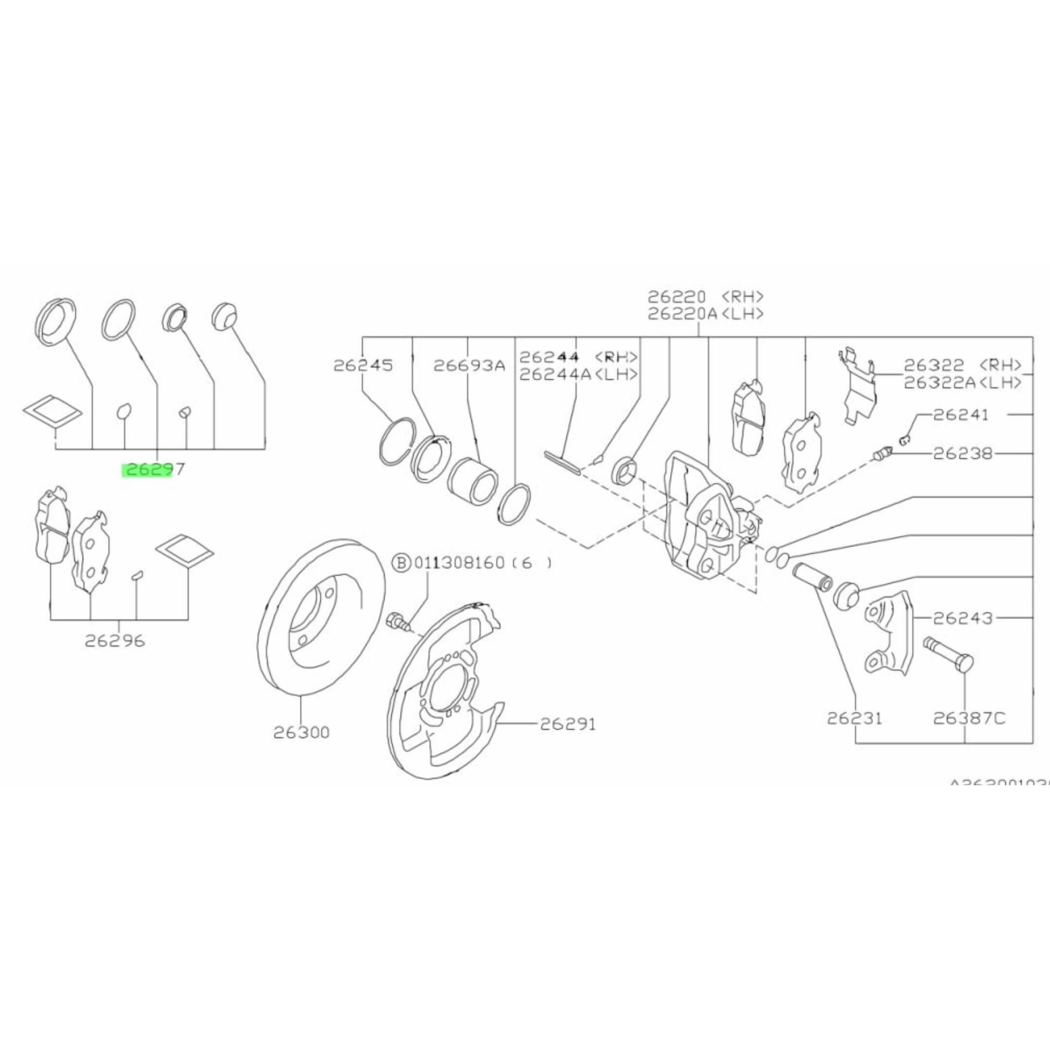 OEM Front Caliper Repair Kit for Subaru Sambar Mini Truck - Fits KS and KV Models