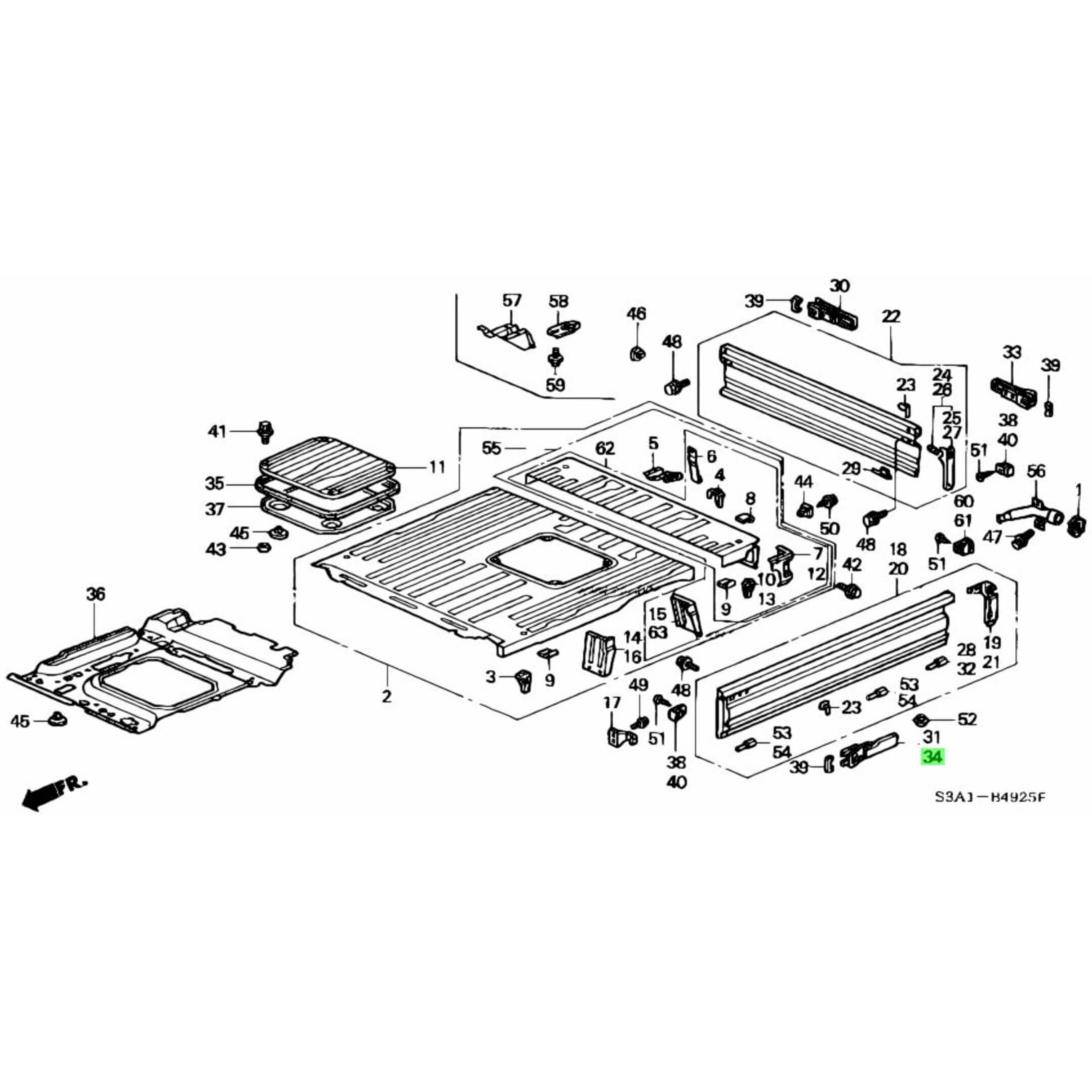 OEM-style left-side gate latch, black finish for Honda Acty Truck HA3, HA4 Models 1990-1999.