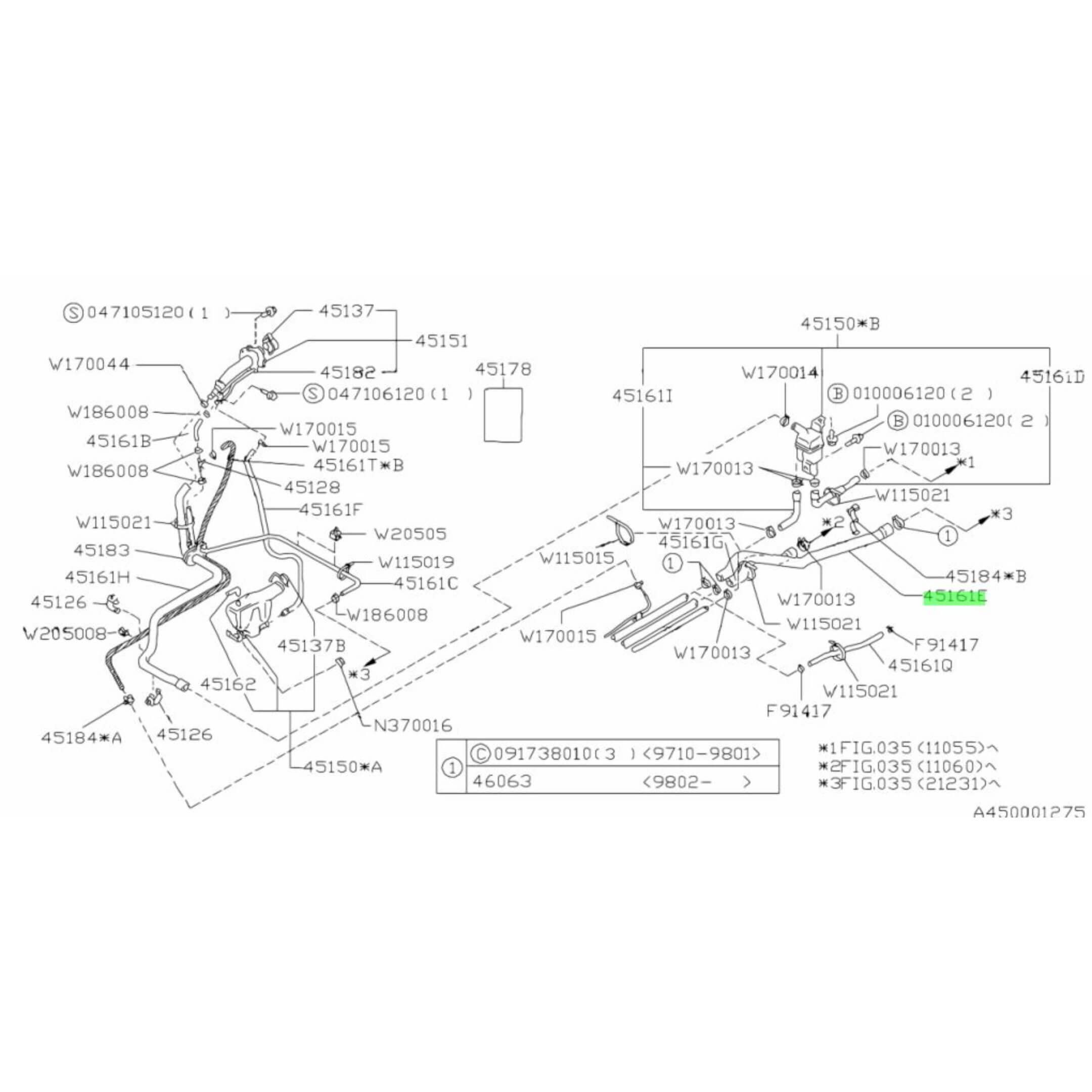 Subaru Sambar KS3, KS4 Models Cooling System Diagram Highlighting Engine Outlet Hose Part Placement