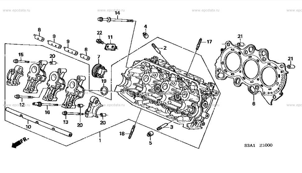 Technical diagram of a Head Bolt Set for Honda Vamos Van HM1, HM2 Models (1999-2018), showcasing detailed components and assembly layout.