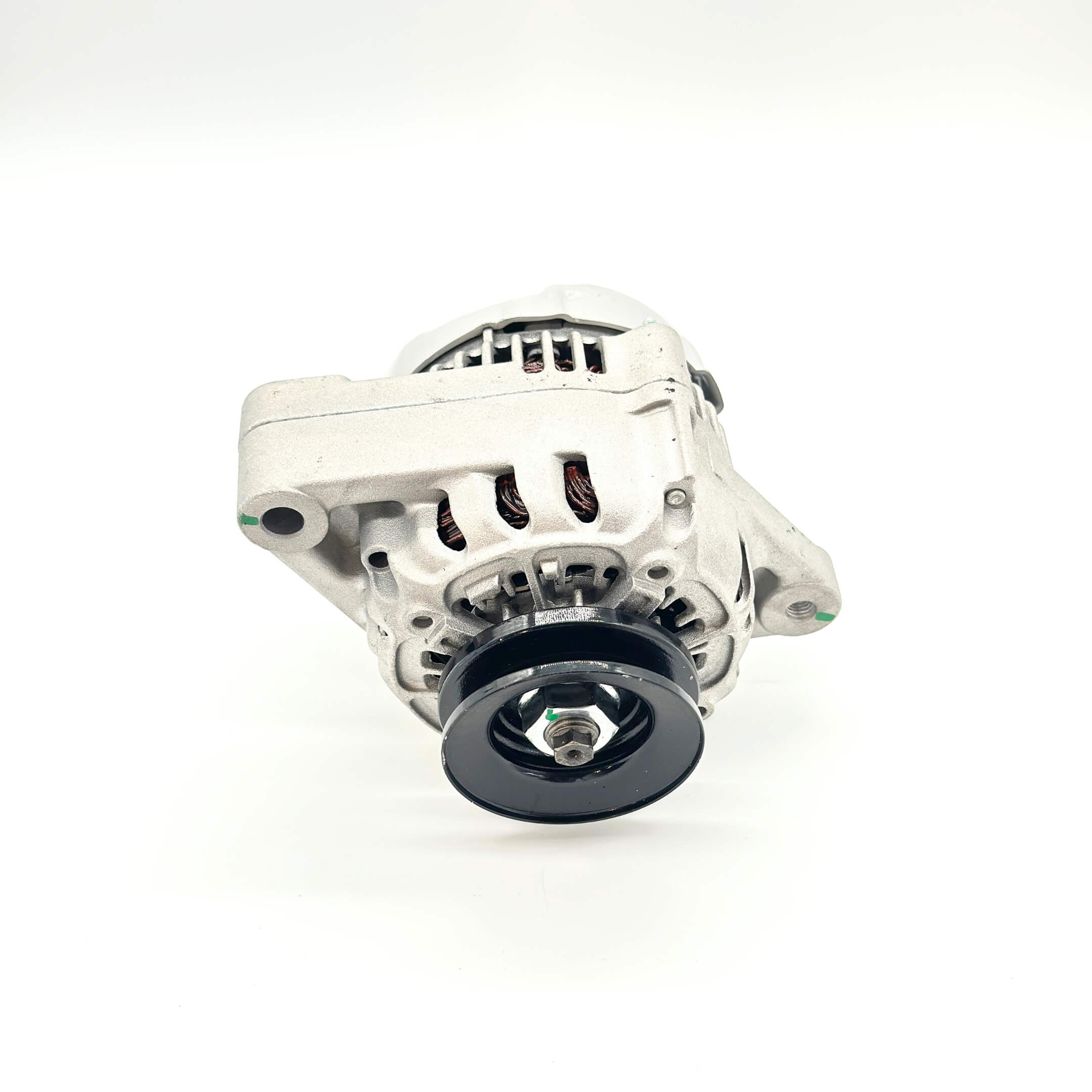 Front view of high-performance alternator for Honda Acty Truck HA3, HA4 models 1990-1999 showing pulley and mounting points