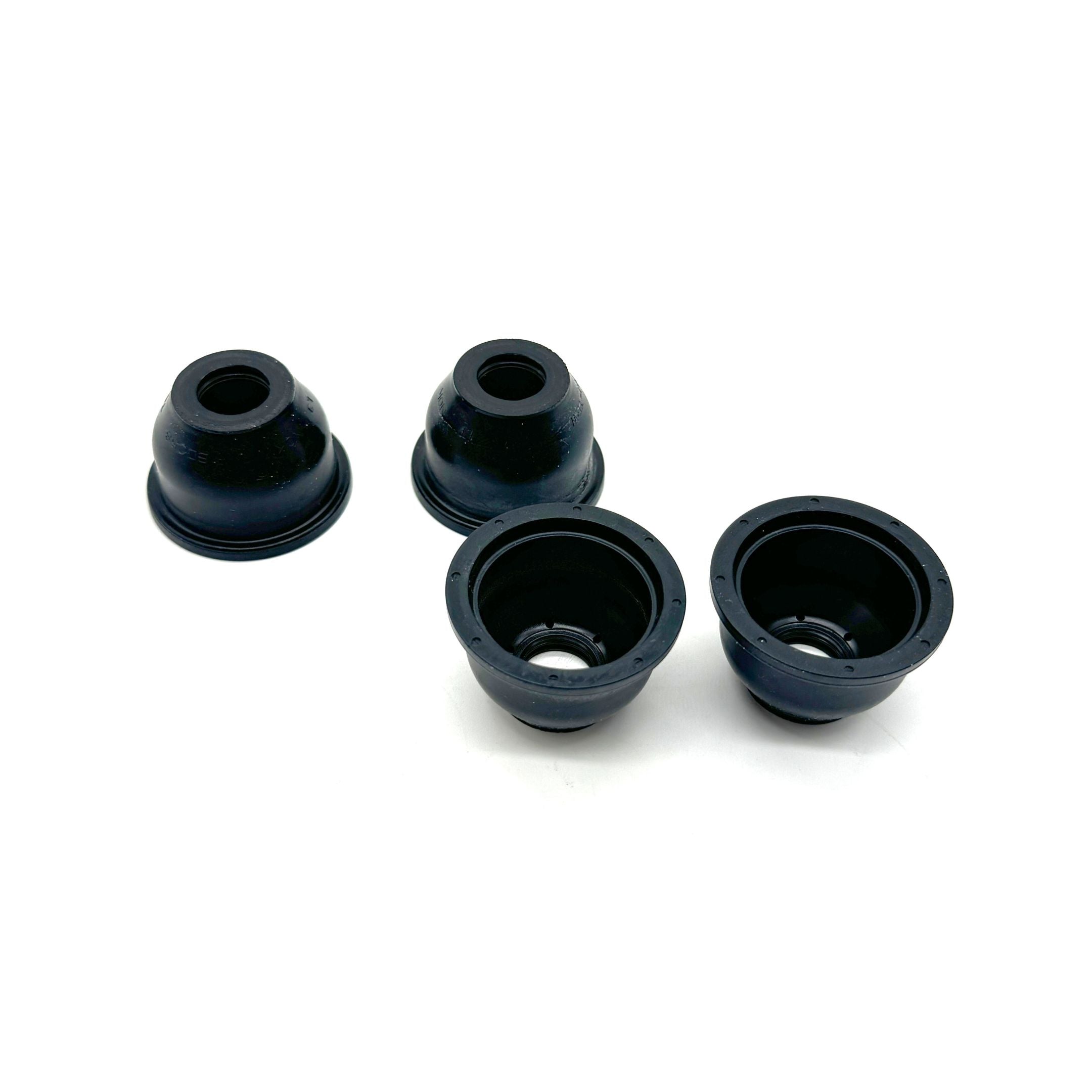 Bottom view of the Center Steering Link & Tie Rod Ball Joint Boot Set for Honda Acty Truck HA3, HA4 (1990-1999), highlighting the smooth rubber construction and boot openings.