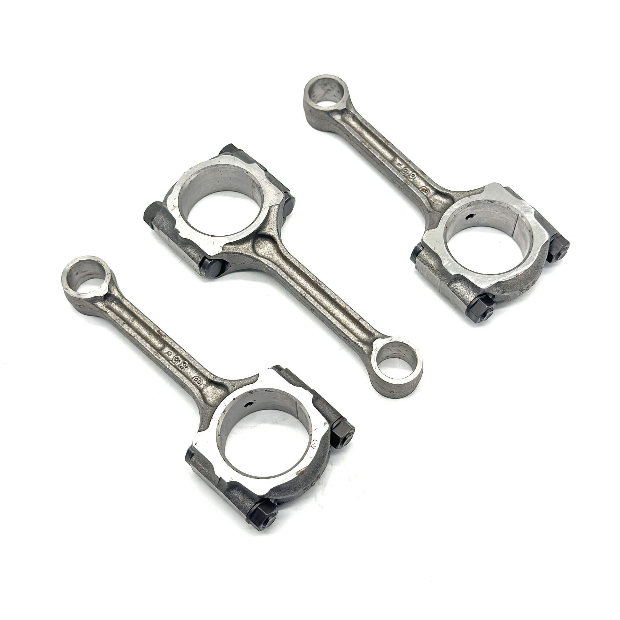 Angled view of the complete set of connecting rods for Honda Acty Truck HA6, HA7 models (1999-2009).