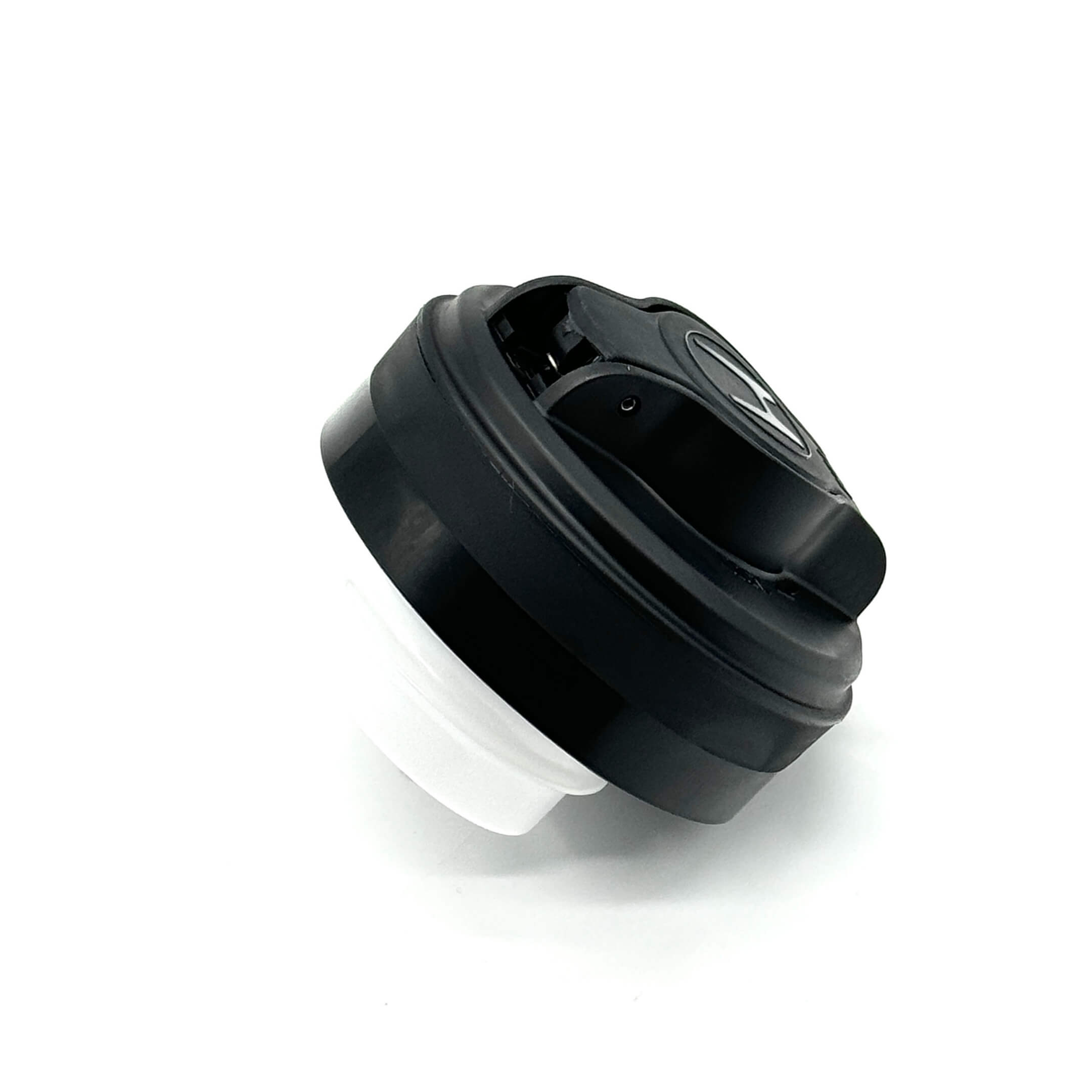 Fuel cap for Honda Vamos Van HM1, HM2 models (1999-2018), black and white with secure locking mechanism.