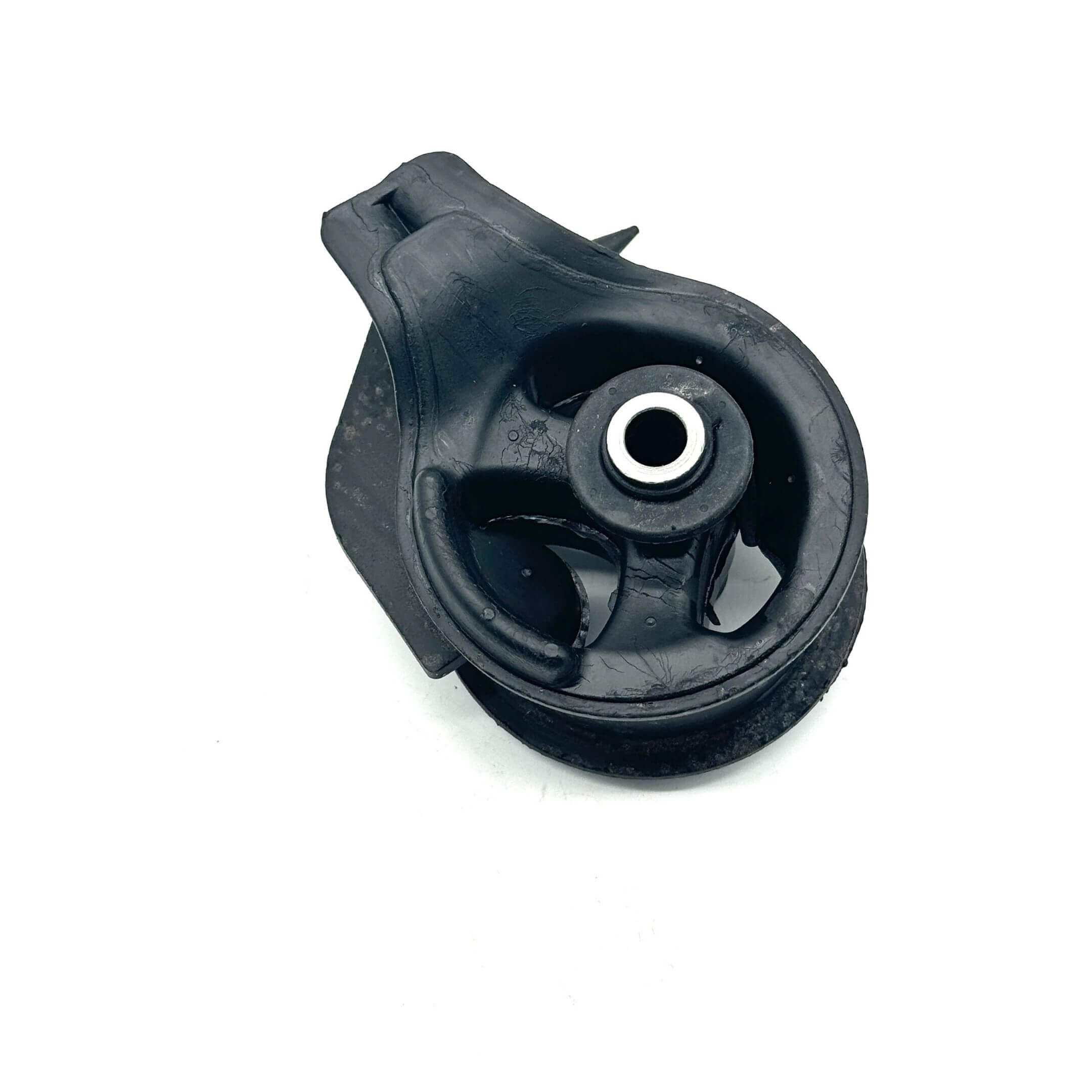 Top angle view of left engine mount for Honda Acty Truck HA6, HA7, 1999-2009 manual transmission