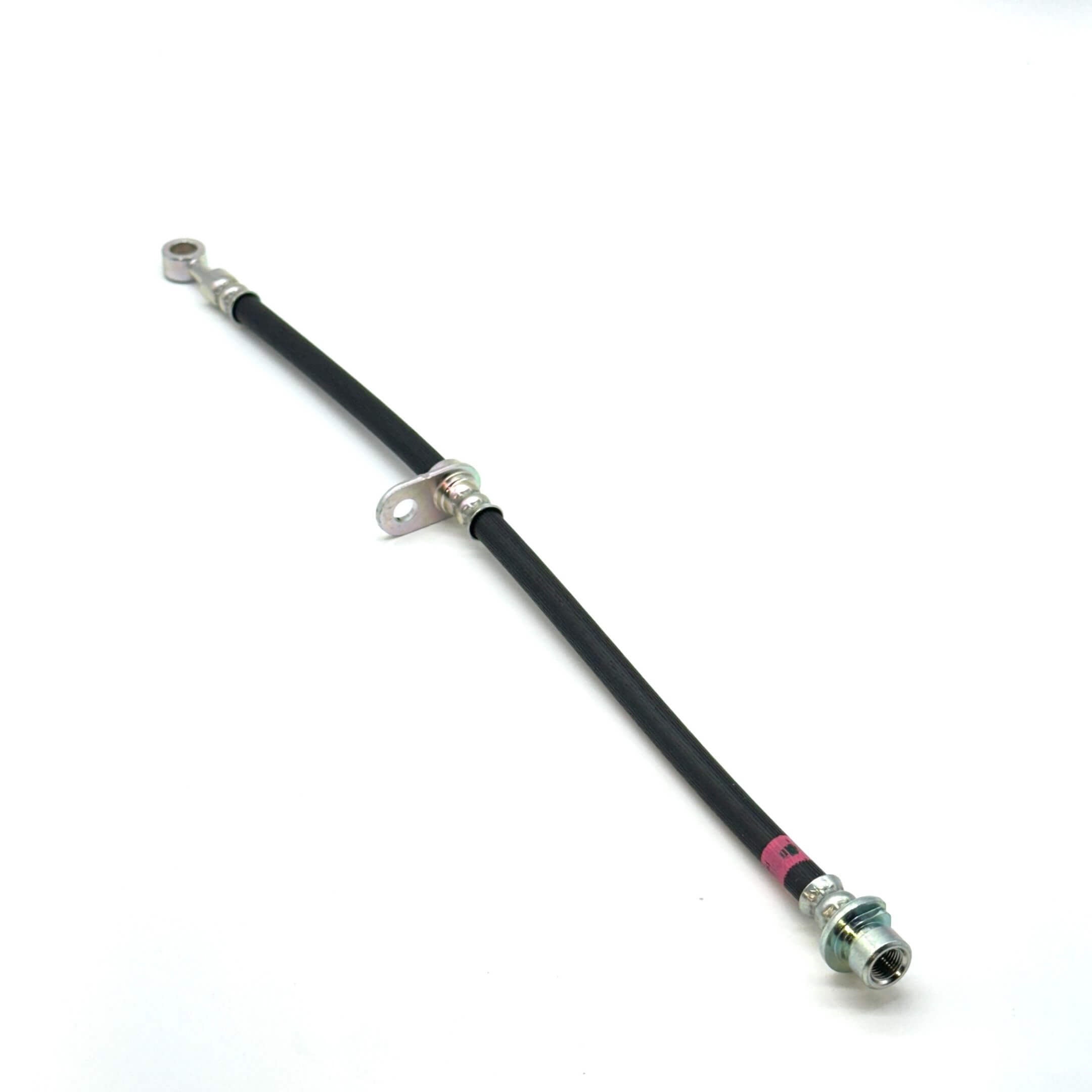 Front Brake Hose for Honda Acty Van HH5, HH6 Models (1999-2009), black rubber with metal fittings, right side.